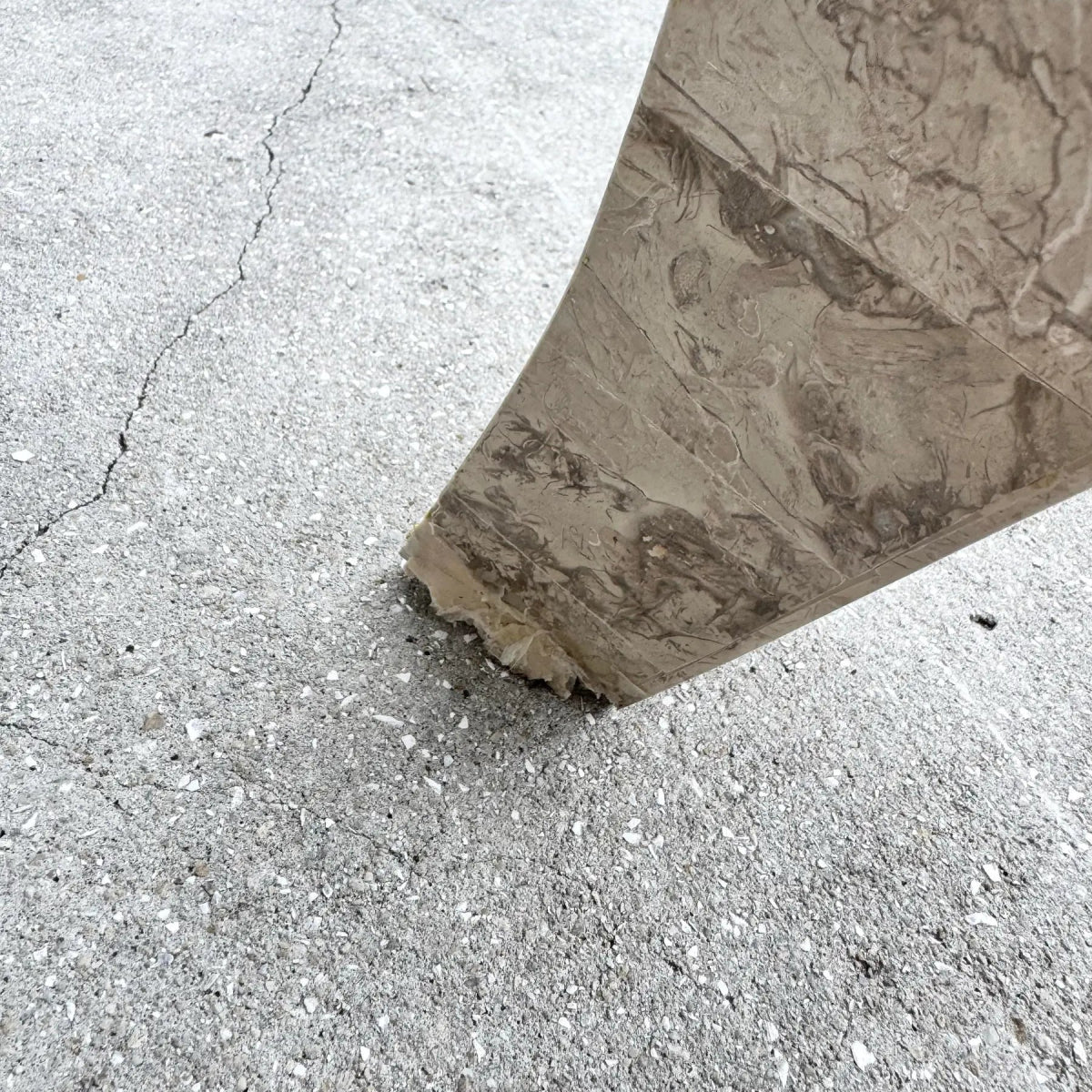 Postmodern Maitland Smith Style Sculpted Circular Polished Tessellated Stone Side Table - Dolphin & Flamingo