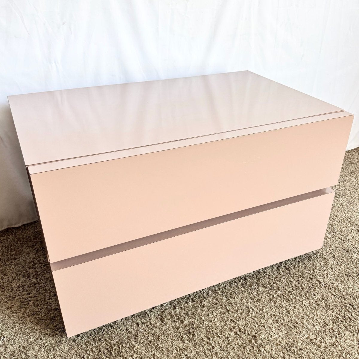 Postmodern Mauve Lacquer Laminate Low Commode/Chest of Drawers - Dolphin & Flamingo