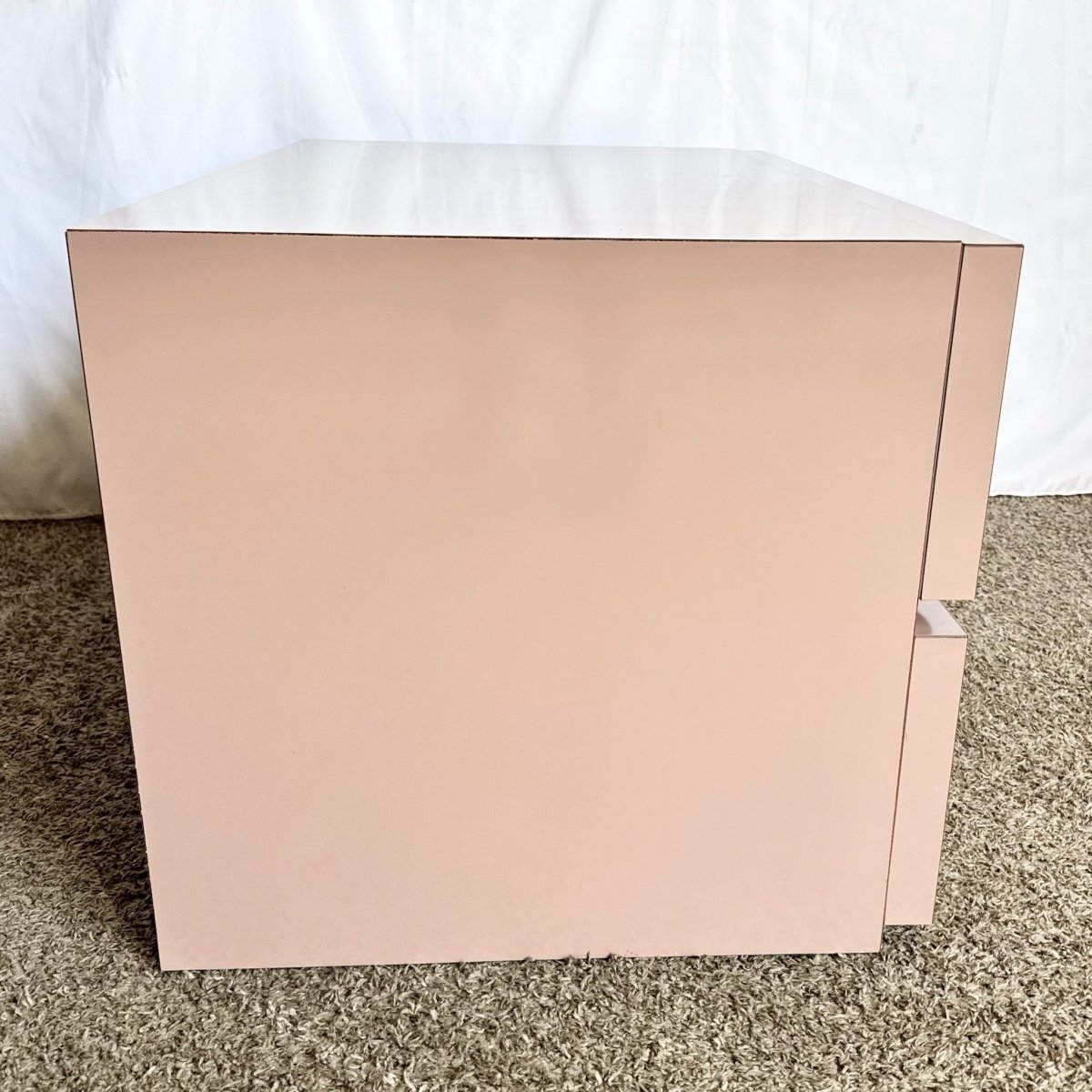 Postmodern Mauve Lacquer Laminate Low Commode/Chest of Drawers - Dolphin & Flamingo