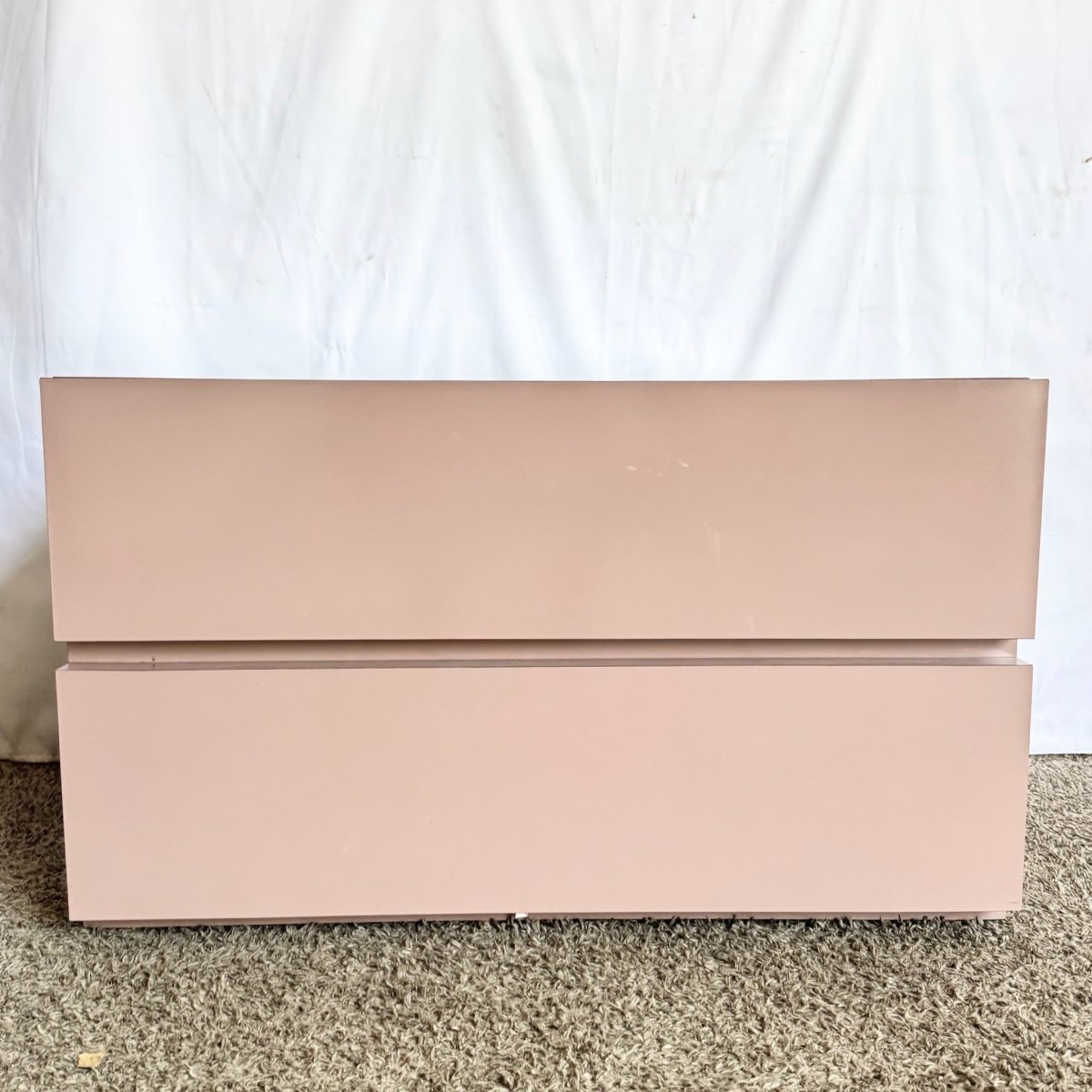Postmodern Mauve Lacquer Laminate Low Commode/Chest of Drawers - Dolphin & Flamingo