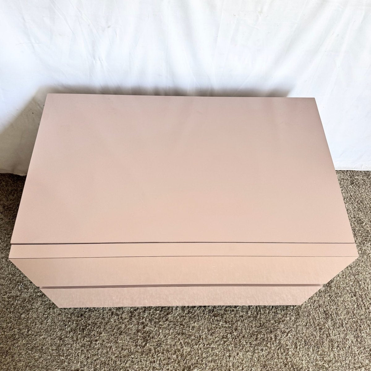 Postmodern Mauve Lacquer Laminate Low Commode/Chest of Drawers - Dolphin & Flamingo