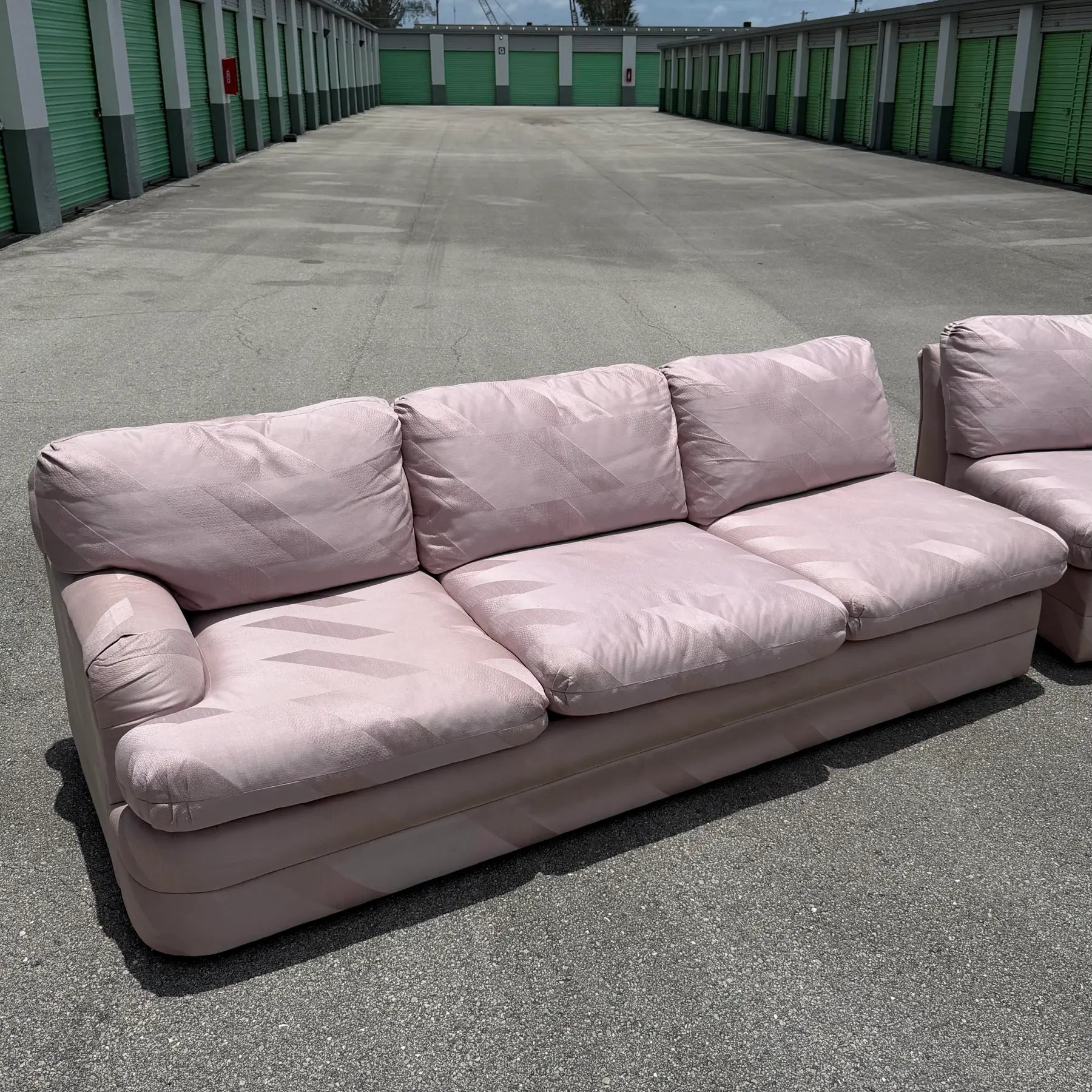 Postmodern Mauve/Pink Sectional Sofa - 2 Pieces Dolphin & Flamingo
