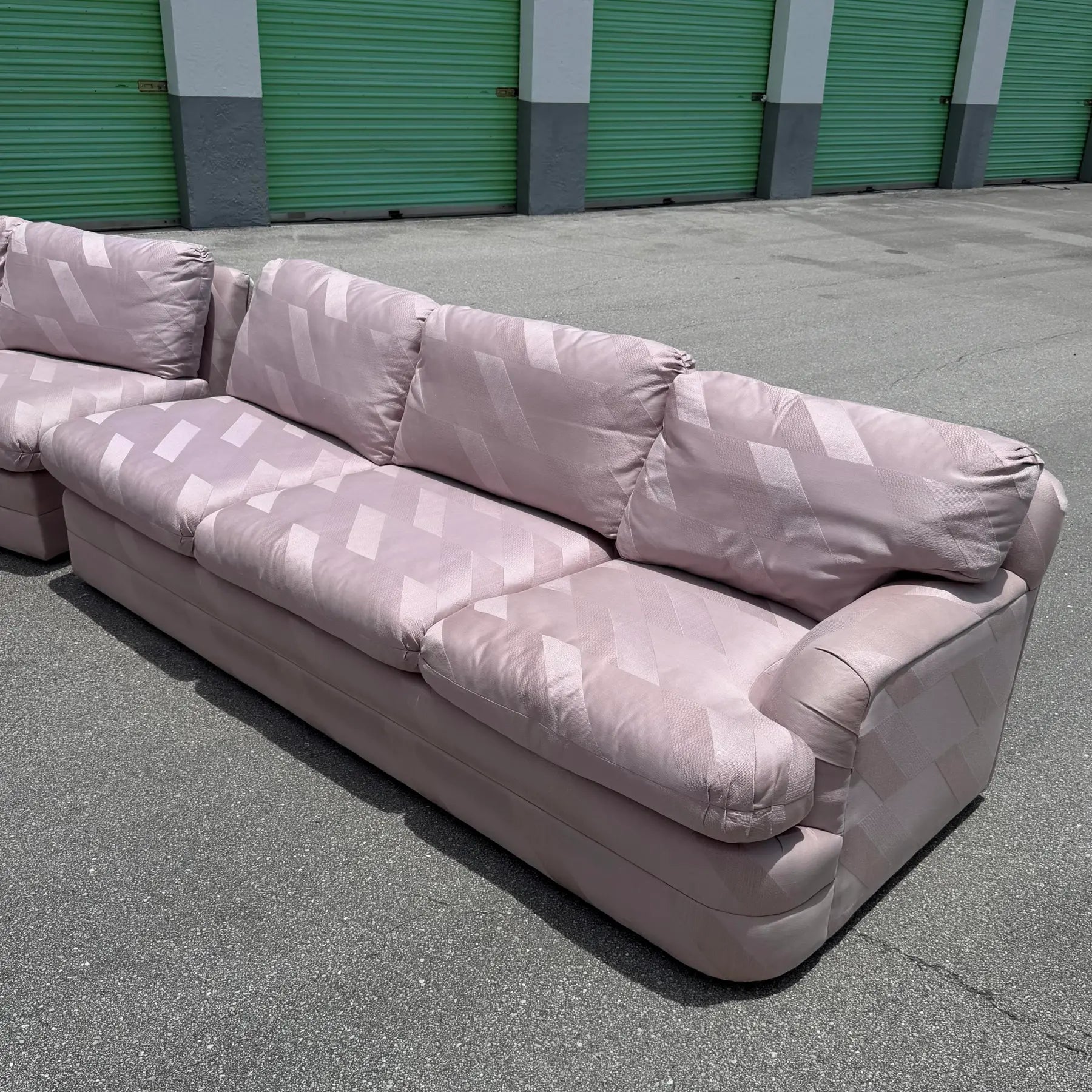 Postmodern Mauve/Pink Sectional Sofa - 2 Pieces Dolphin & Flamingo