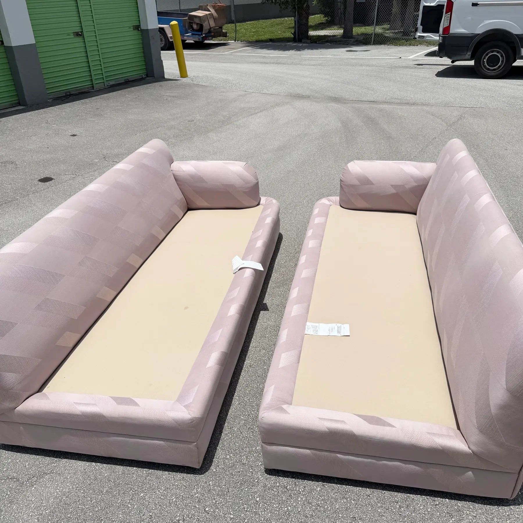 Postmodern Mauve/Pink Sectional Sofa - 2 Pieces Dolphin & Flamingo