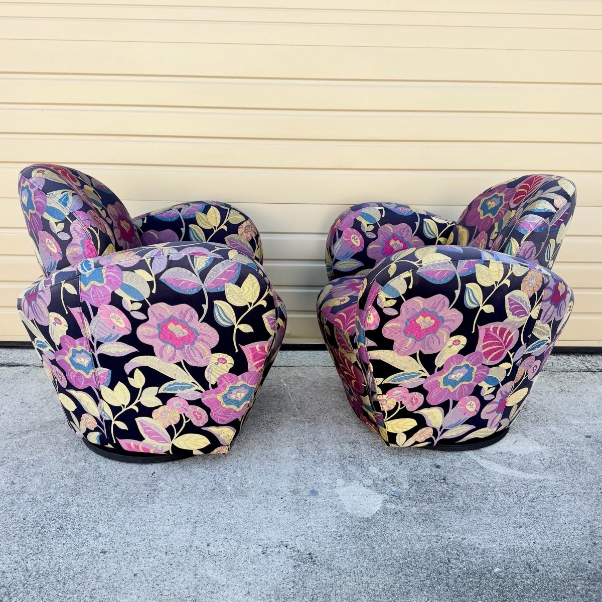 Postmodern Michael Wolk for Weiman Swivel “Miami Chairs” - A Pair - Dolphin & Flamingo