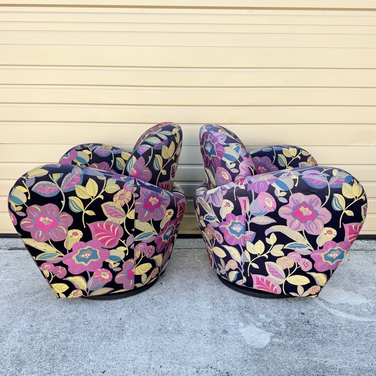 Postmodern Michael Wolk for Weiman Swivel “Miami Chairs” - A Pair - Dolphin & Flamingo