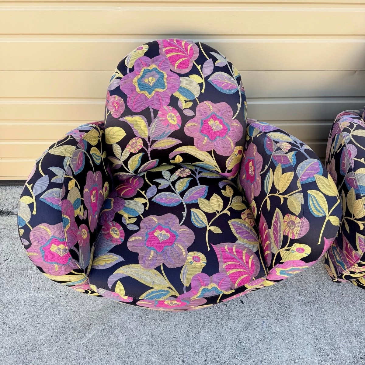 Postmodern Michael Wolk for Weiman Swivel “Miami Chairs” - A Pair - Dolphin & Flamingo