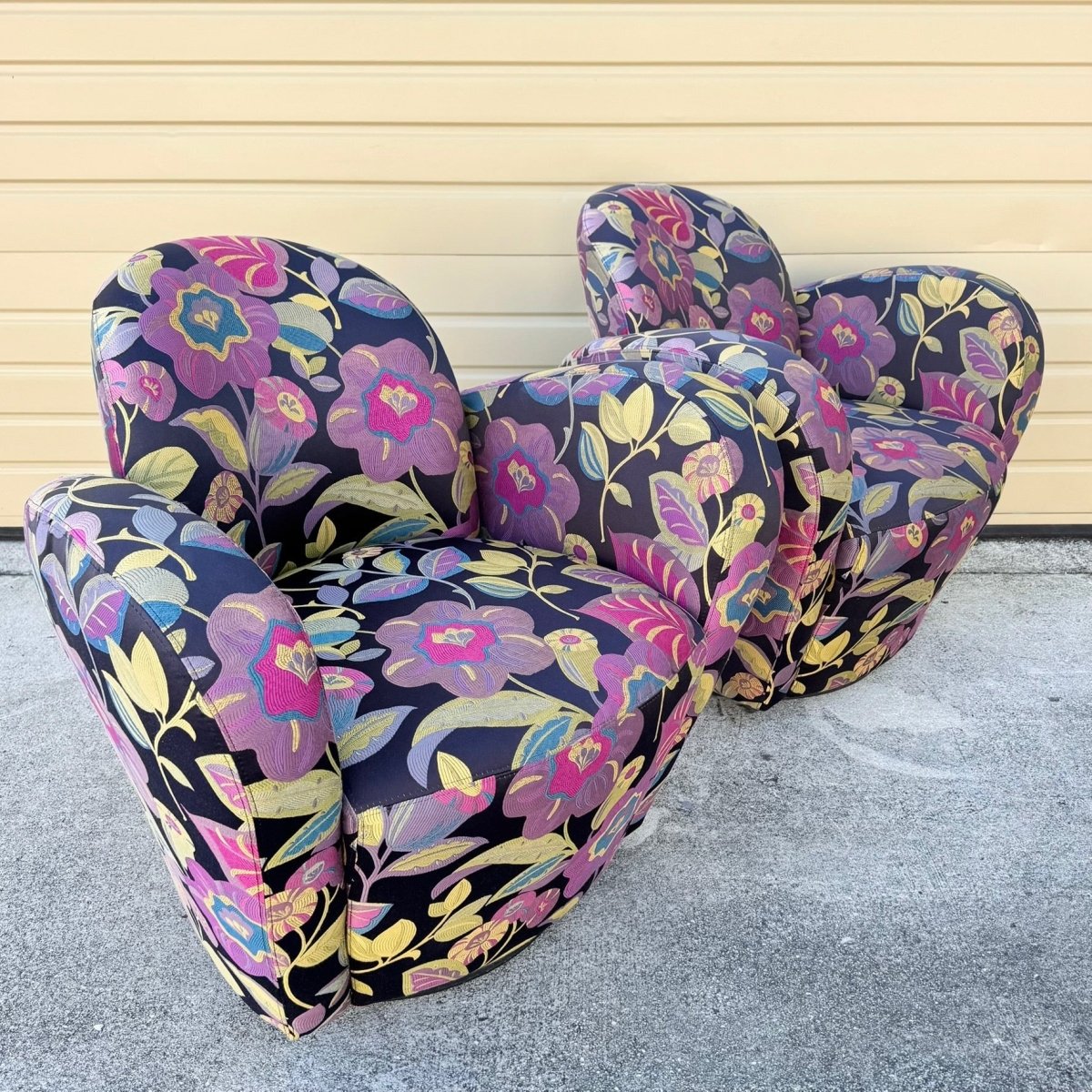 Postmodern Michael Wolk for Weiman Swivel “Miami Chairs” - A Pair - Dolphin & Flamingo