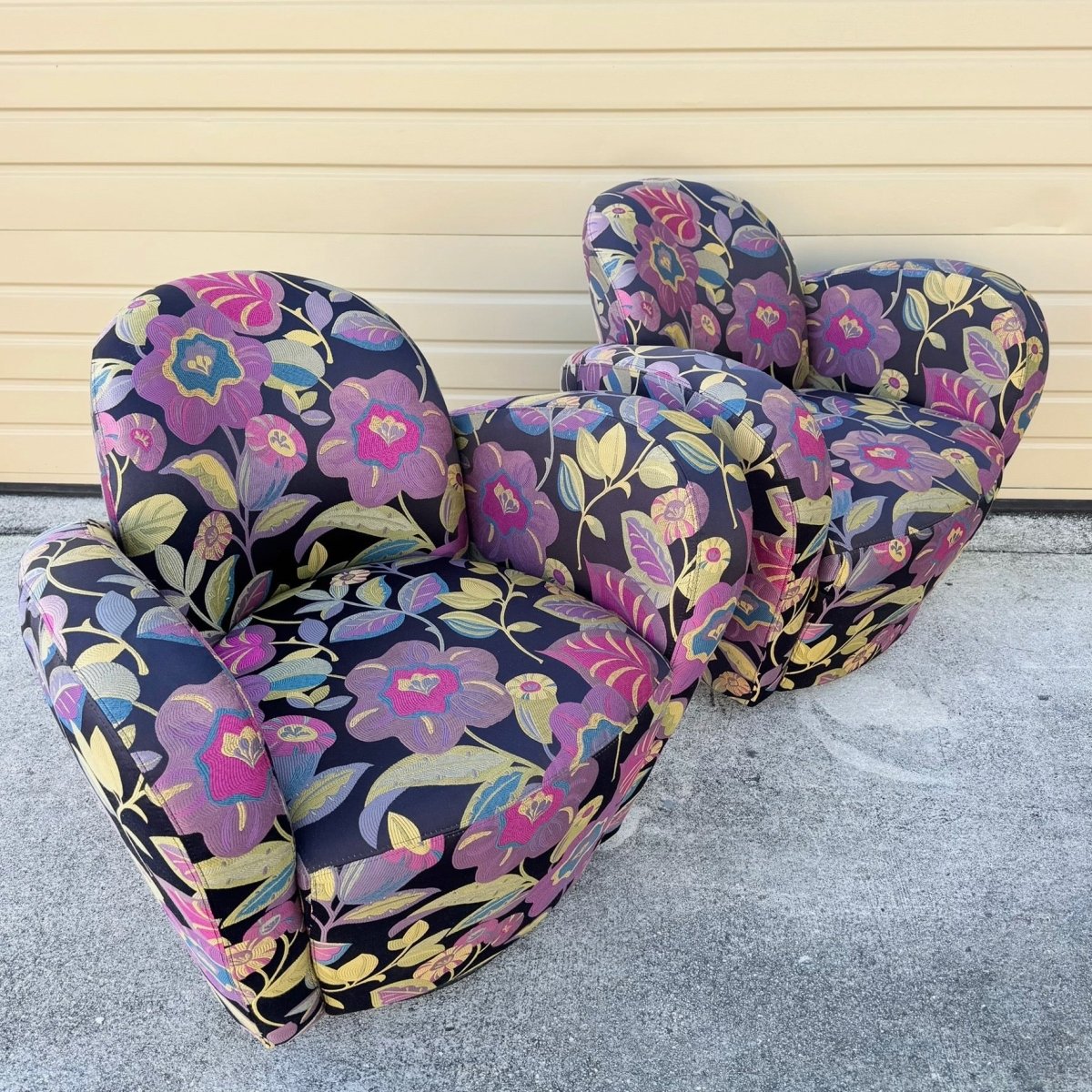 Postmodern Michael Wolk for Weiman Swivel “Miami Chairs” - A Pair - Dolphin & Flamingo