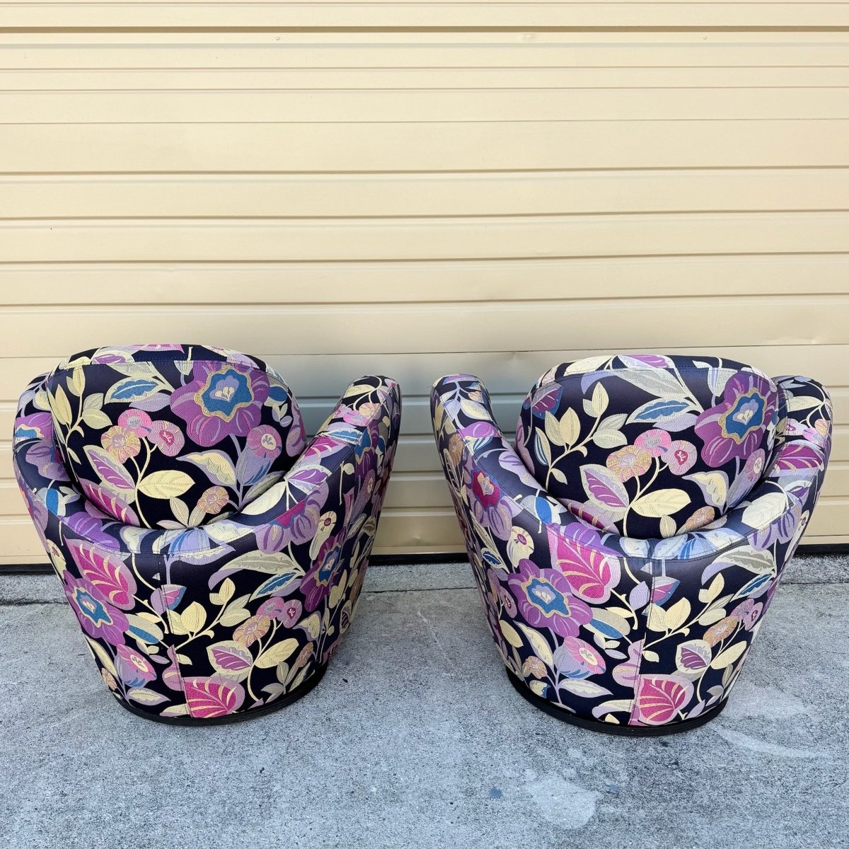 Postmodern Michael Wolk for Weiman Swivel “Miami Chairs” - A Pair - Dolphin & Flamingo
