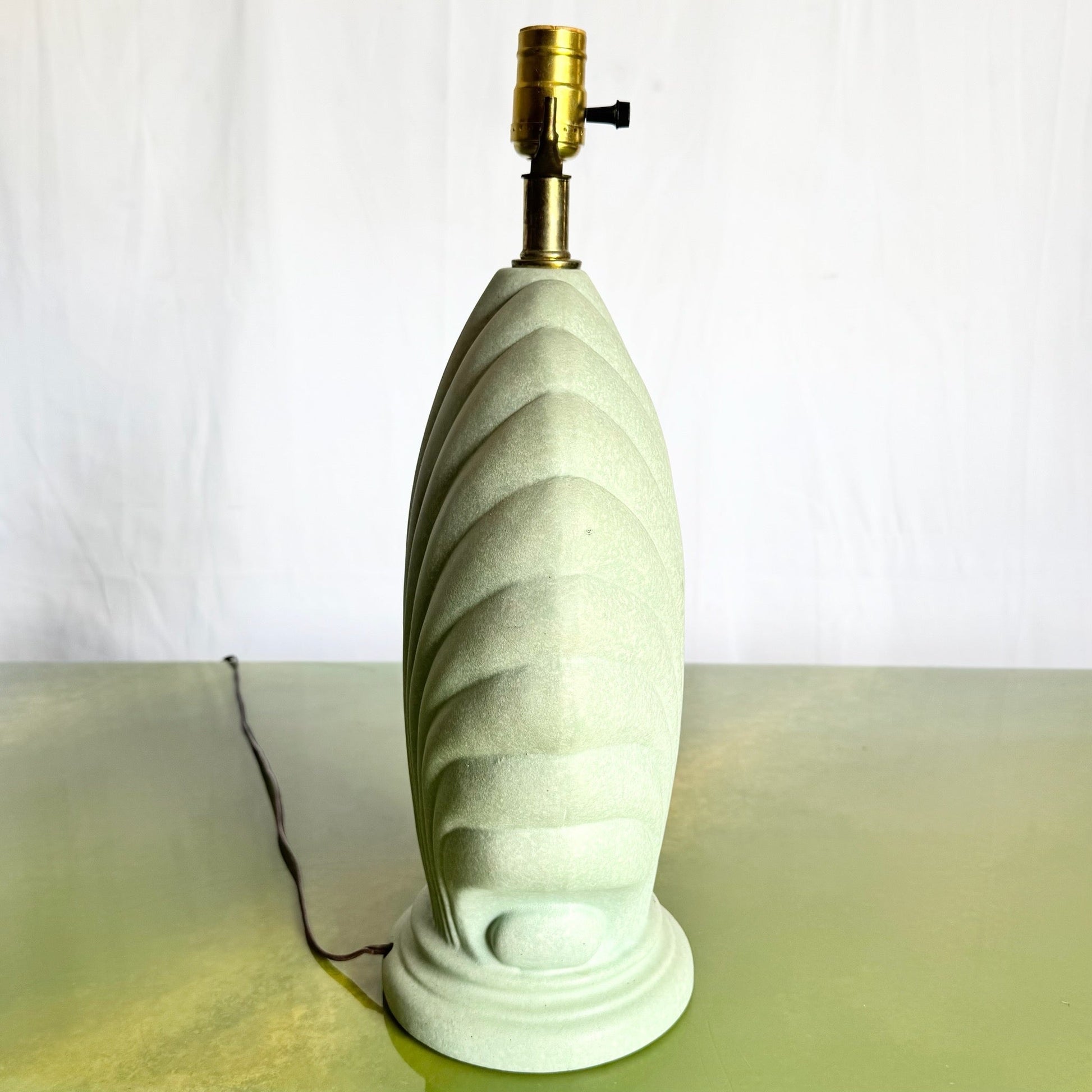 Postmodern Mint Green Ceramic Clam Shell Table Lamp - Dolphin & Flamingo