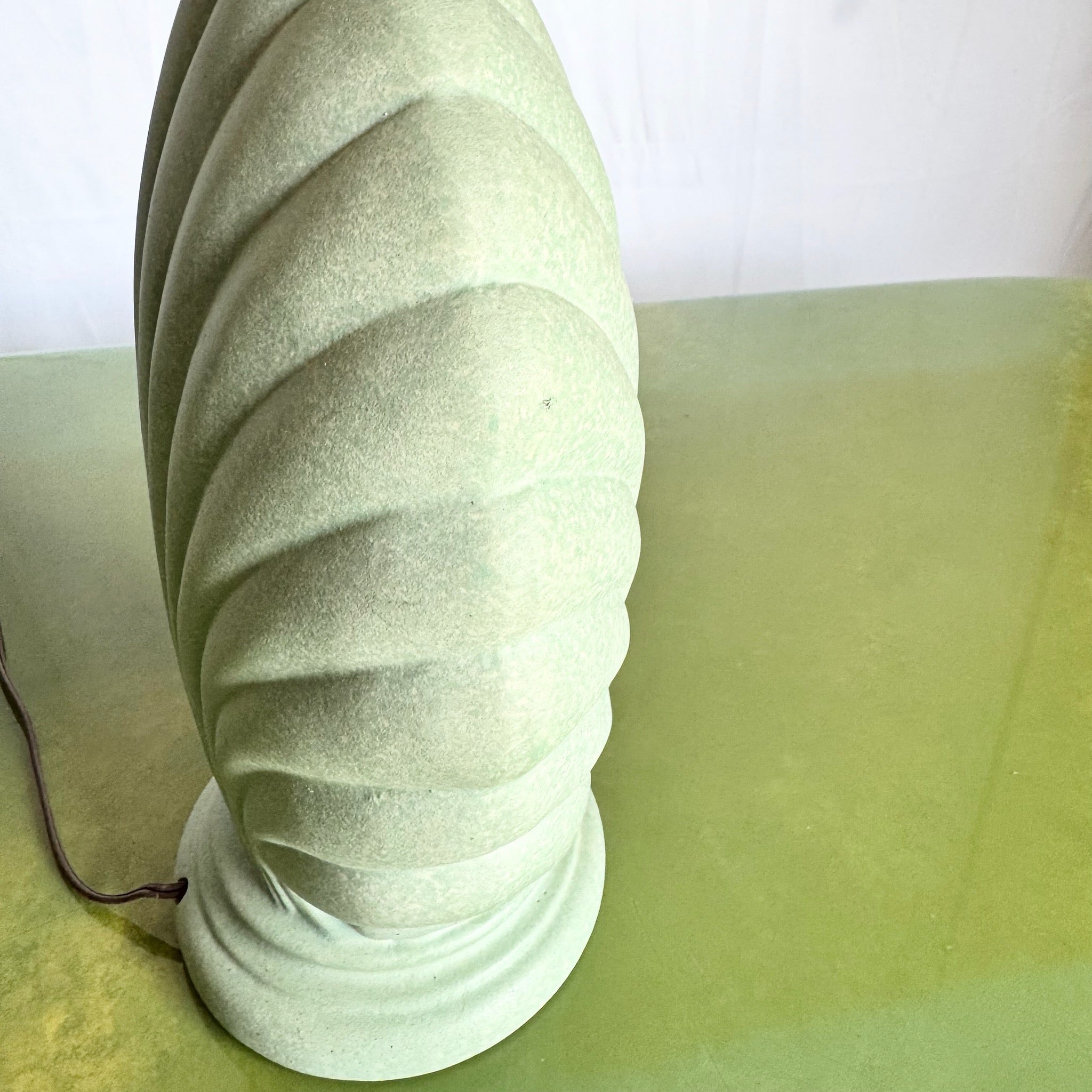 Postmodern Mint Green Ceramic Clam Shell Table Lamp - Dolphin & Flamingo
