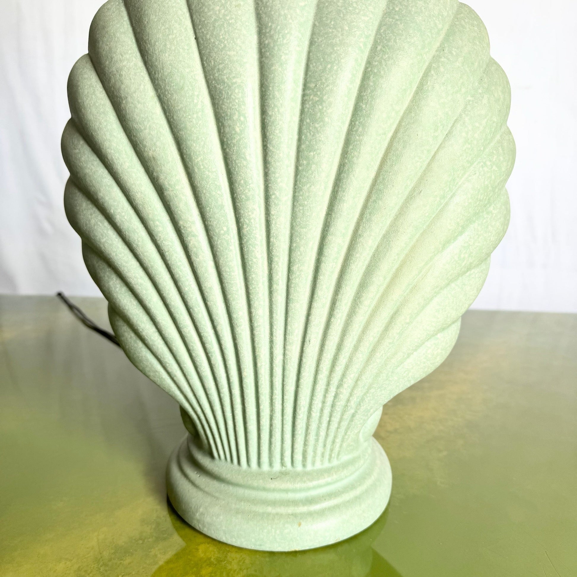 Postmodern Mint Green Ceramic Clam Shell Table Lamp - Dolphin & Flamingo
