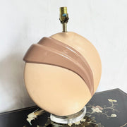 Postmodern Peach and Mauve Ribbon Disk Table Lamp With Lucite Base - Dolphin & Flamingo