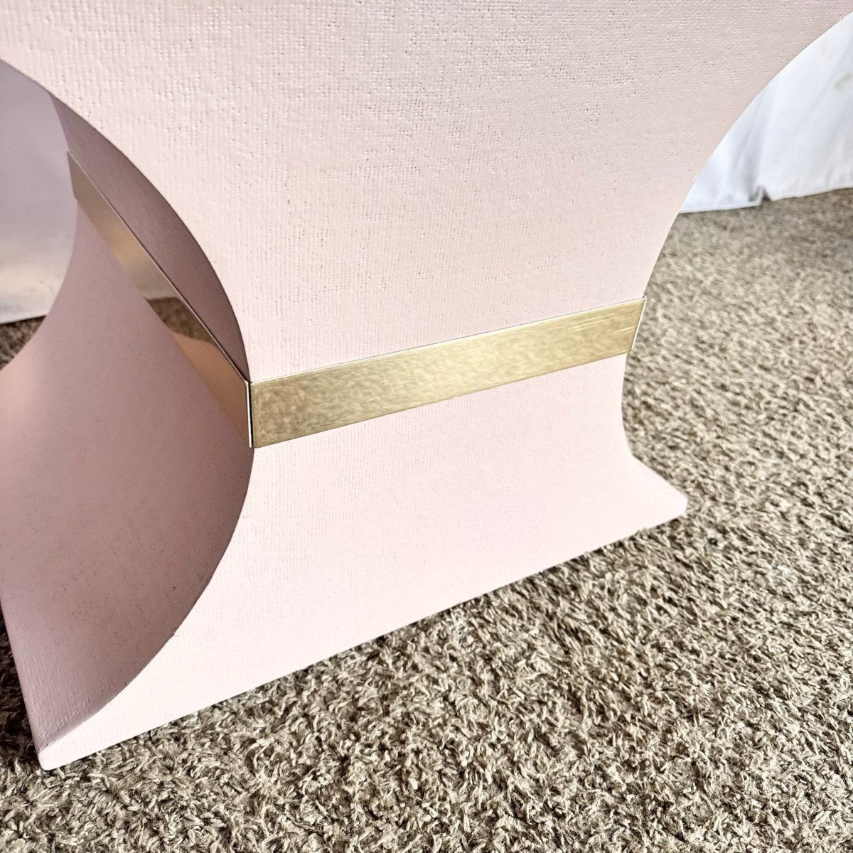 Postmodern Pink and Gold Grass Cloth Side Tables - A Pair - Dolphin & Flamingo