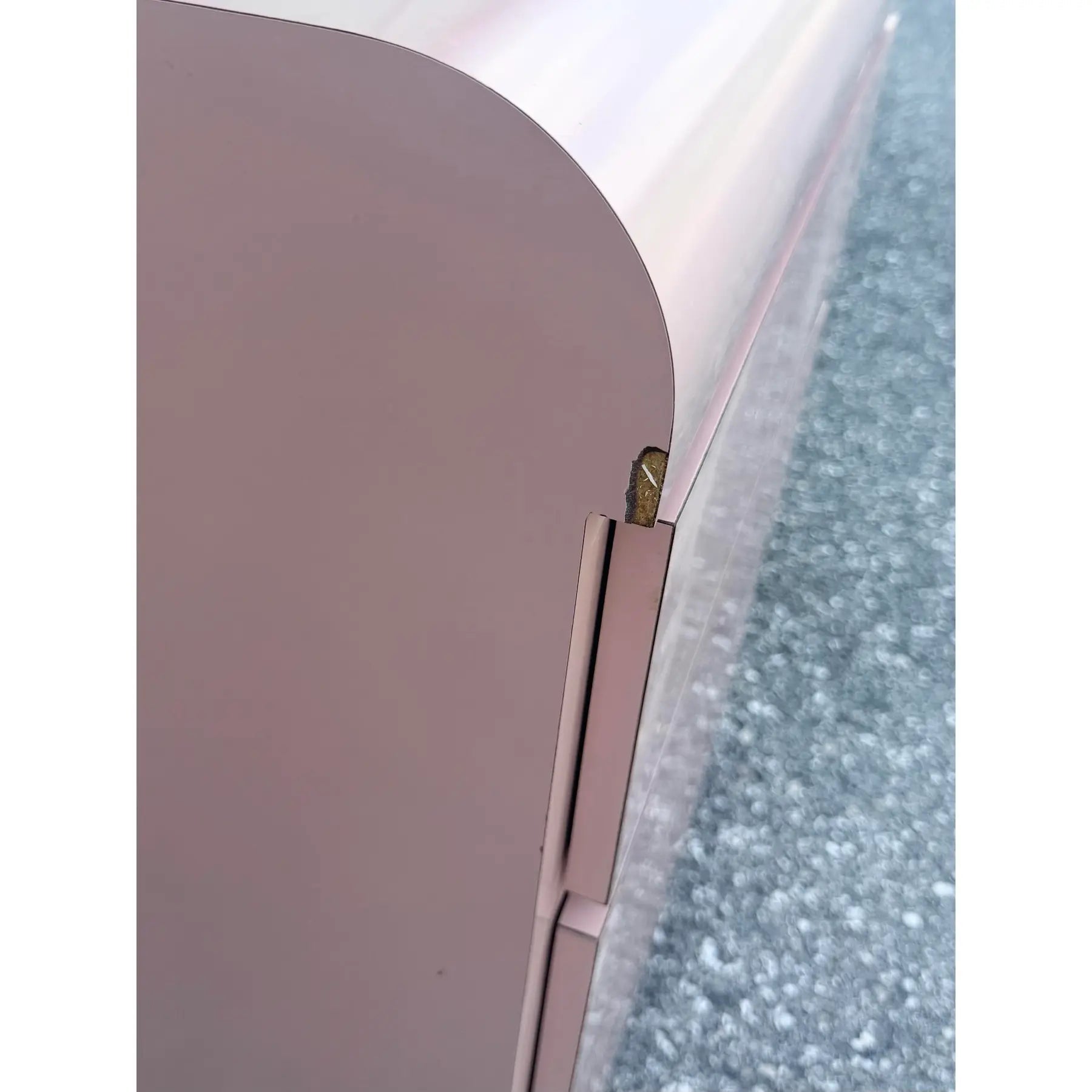 Postmodern Pink Gloss Laminate Waterfall Nightstands - A Pair Dolphin & Flamingo