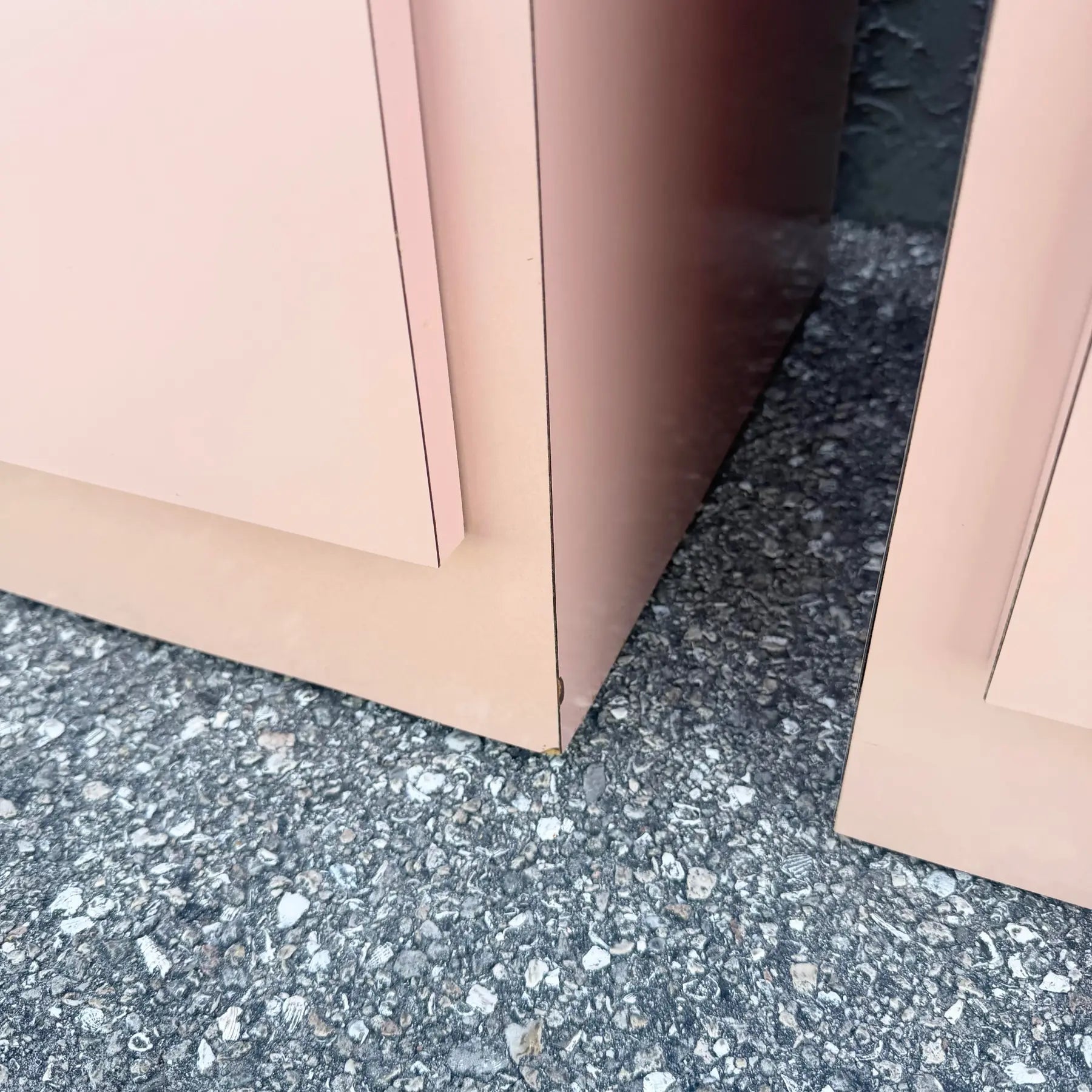 Postmodern Pink Gloss Laminate Waterfall Nightstands - A Pair Dolphin & Flamingo