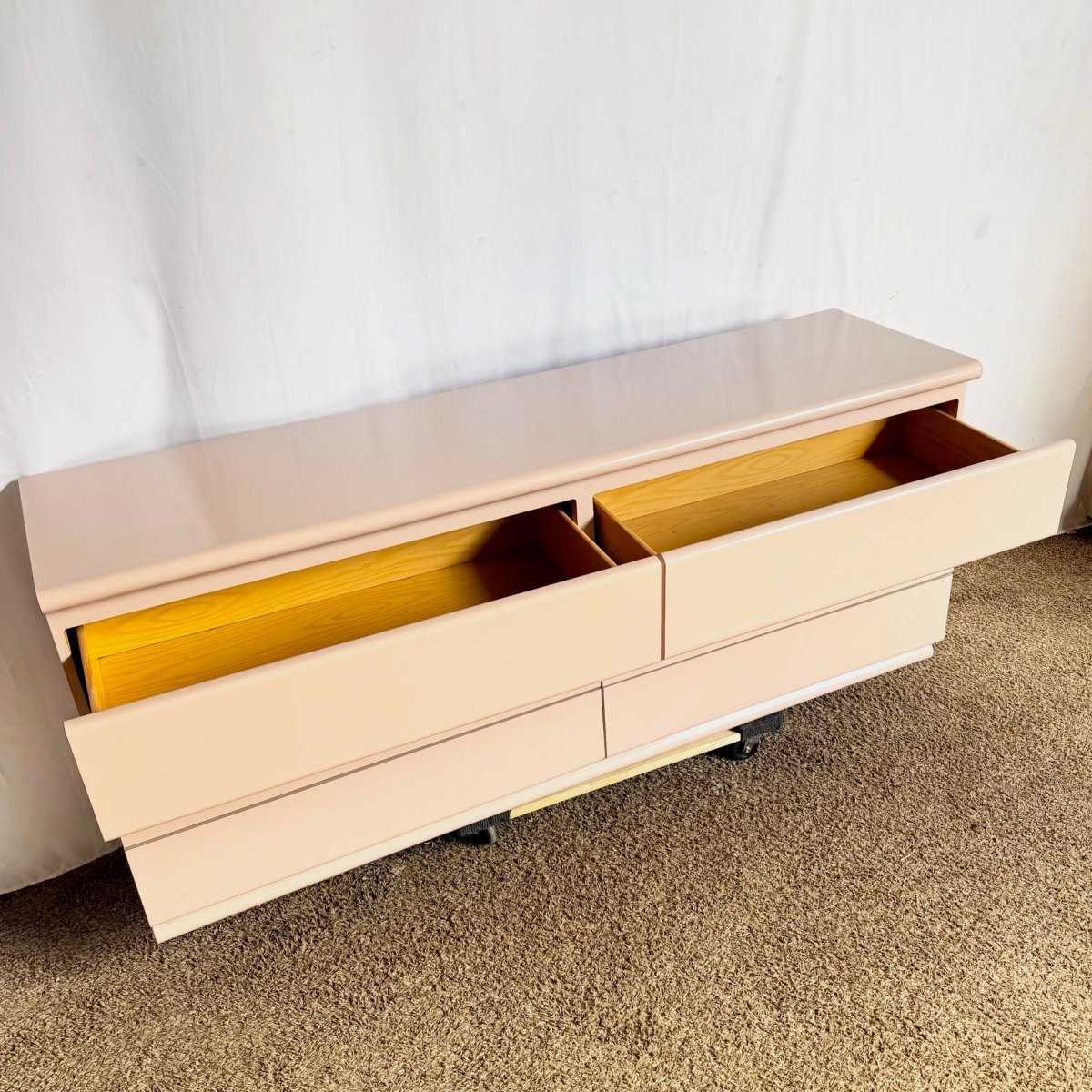 Postmodern Pink Lacquer Laminate Dresser - Dolphin & Flamingo
