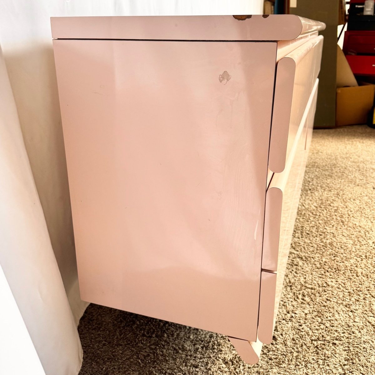 Postmodern Pink Lacquer Laminate Dresser - Dolphin & Flamingo