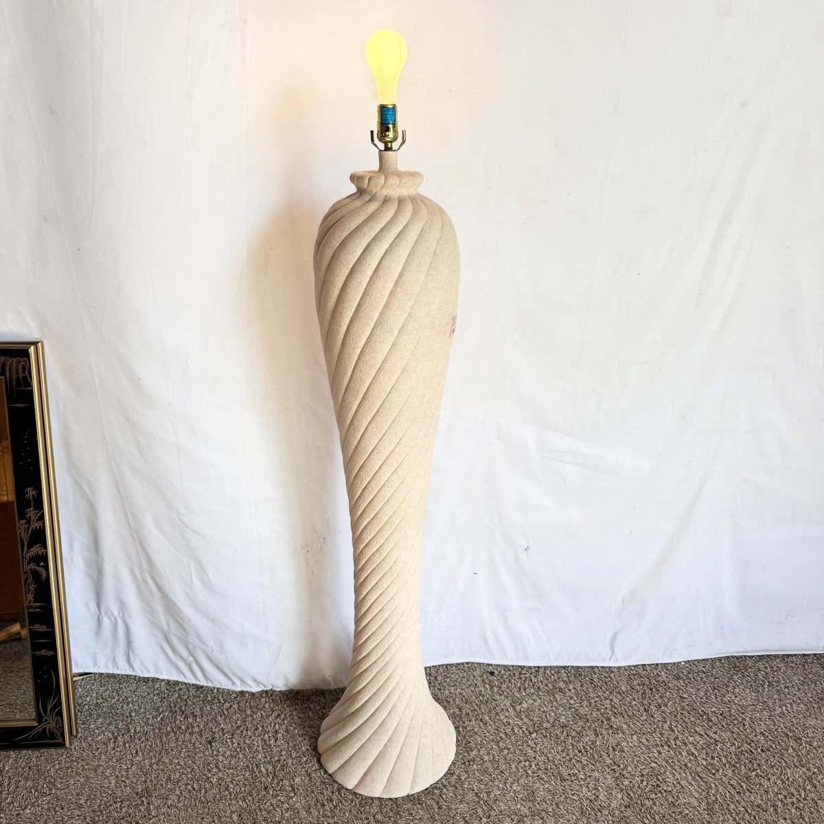 Postmodern Pink Swirl With Speckled Green and Blue Swirl Floor Lamp - Dolphin & Flamingo