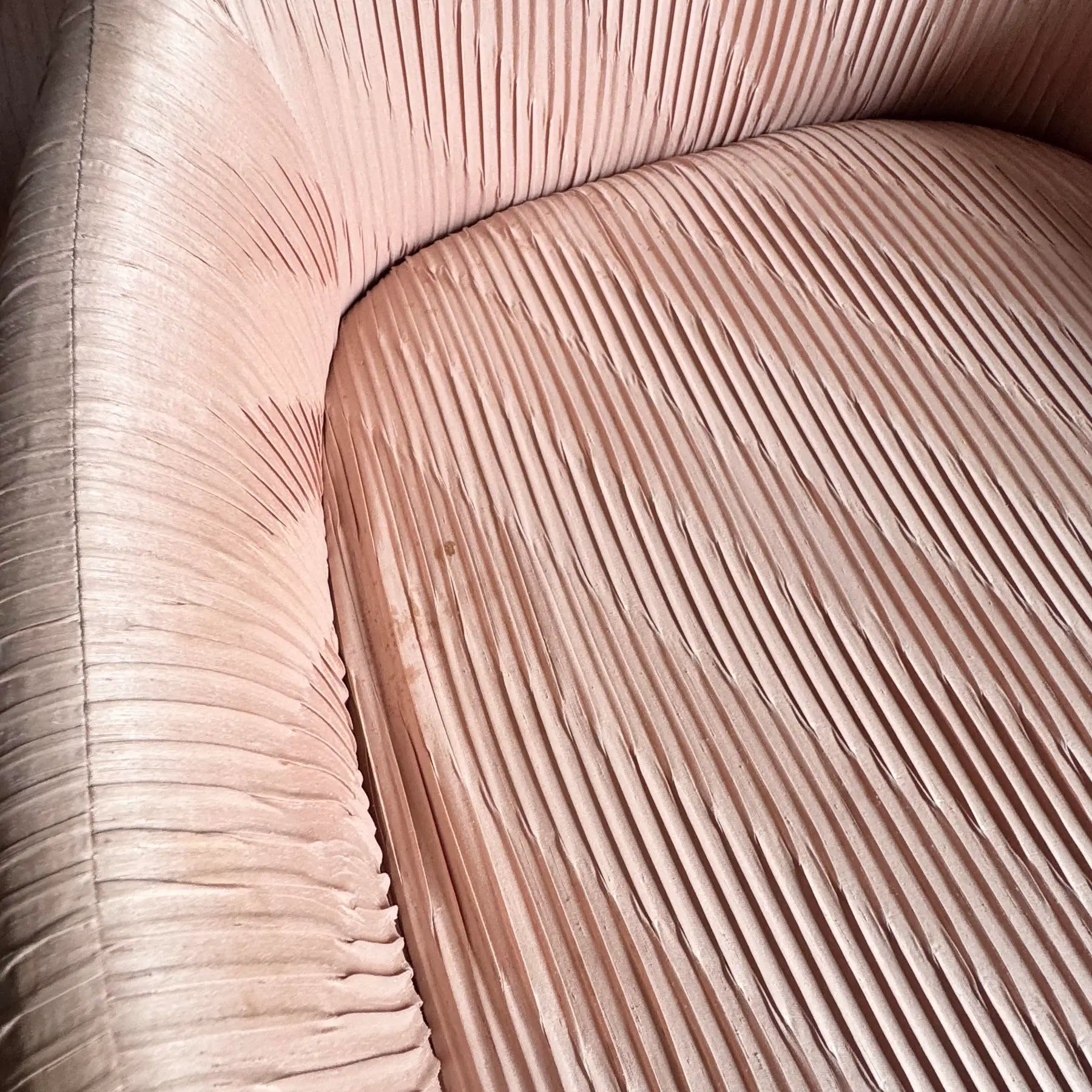 Postmodern Pleated Pink Fabric Arm Chairs by Preview Furniture - Set of 6 Dolphin & Flamingo