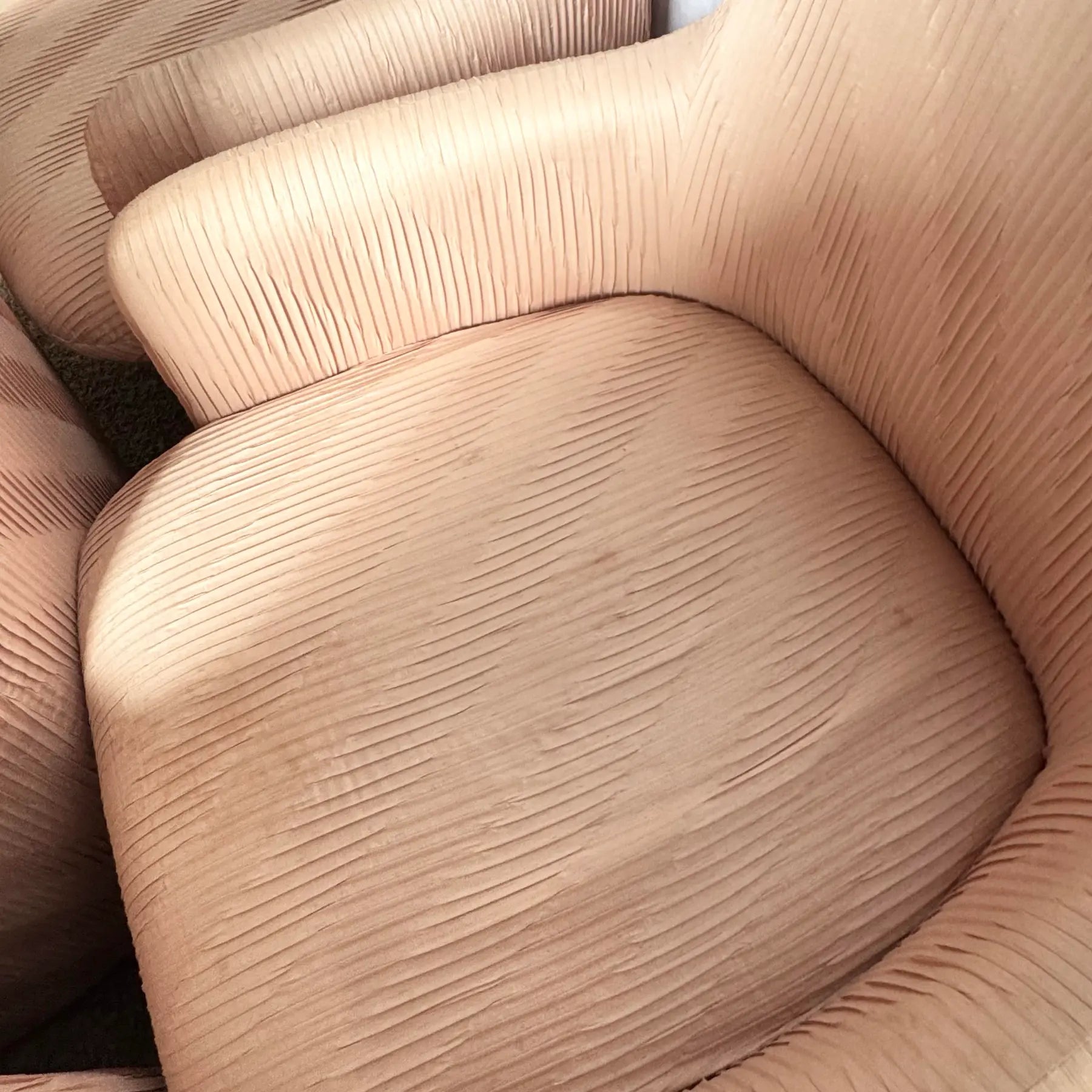 Postmodern Pleated Pink Fabric Arm Chairs by Preview Furniture - Set of 6 Dolphin & Flamingo