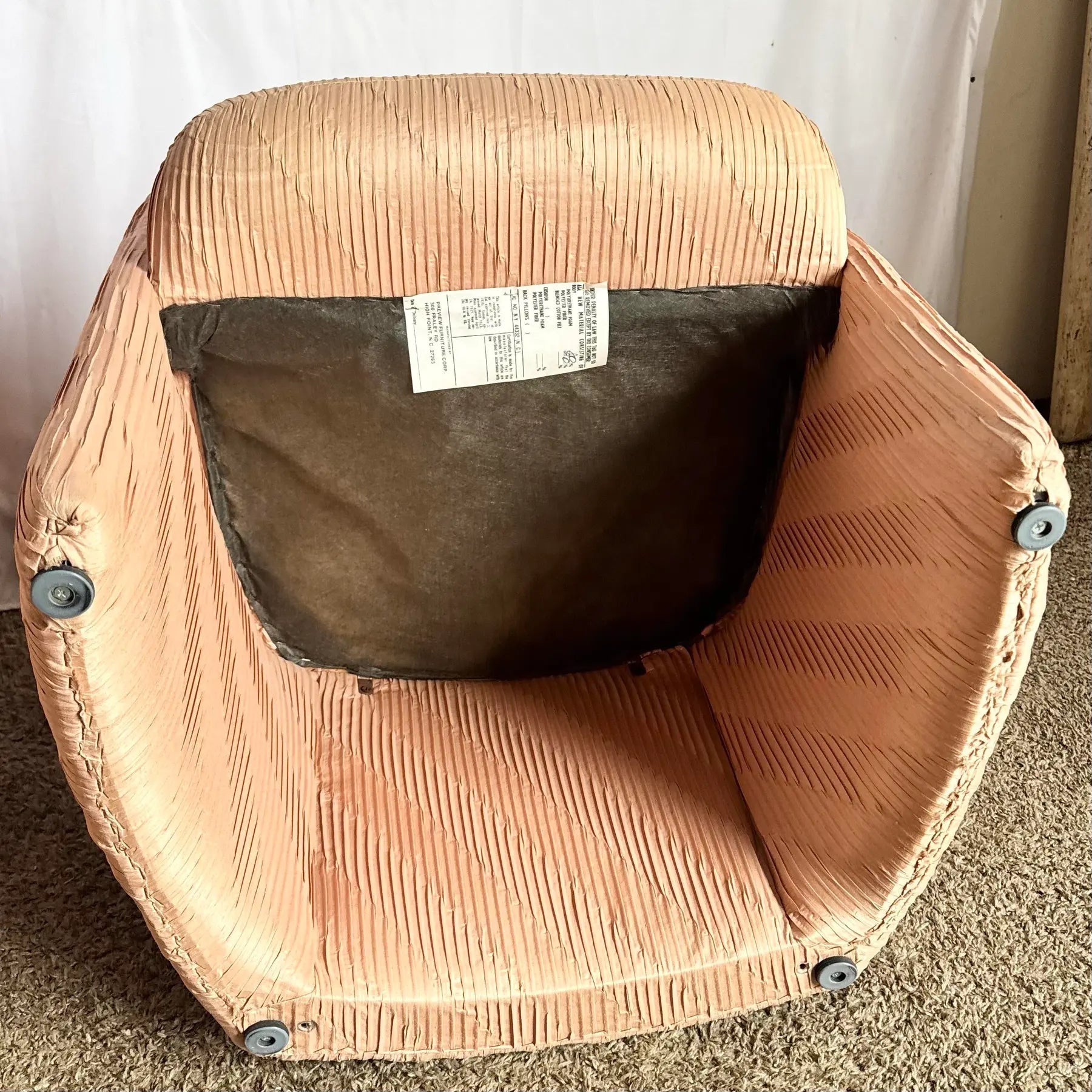 Postmodern Pleated Pink Fabric Arm Chairs by Preview Furniture - Set of 6 Dolphin & Flamingo