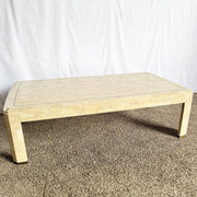 Postmodern Polished Tessellated Stone Coffee Table With Brass Inlay - Dolphin & Flamingo