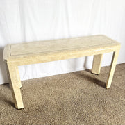 Postmodern Polished Tessellated Stone Console Table With Brass Inlay - Dolphin & Flamingo