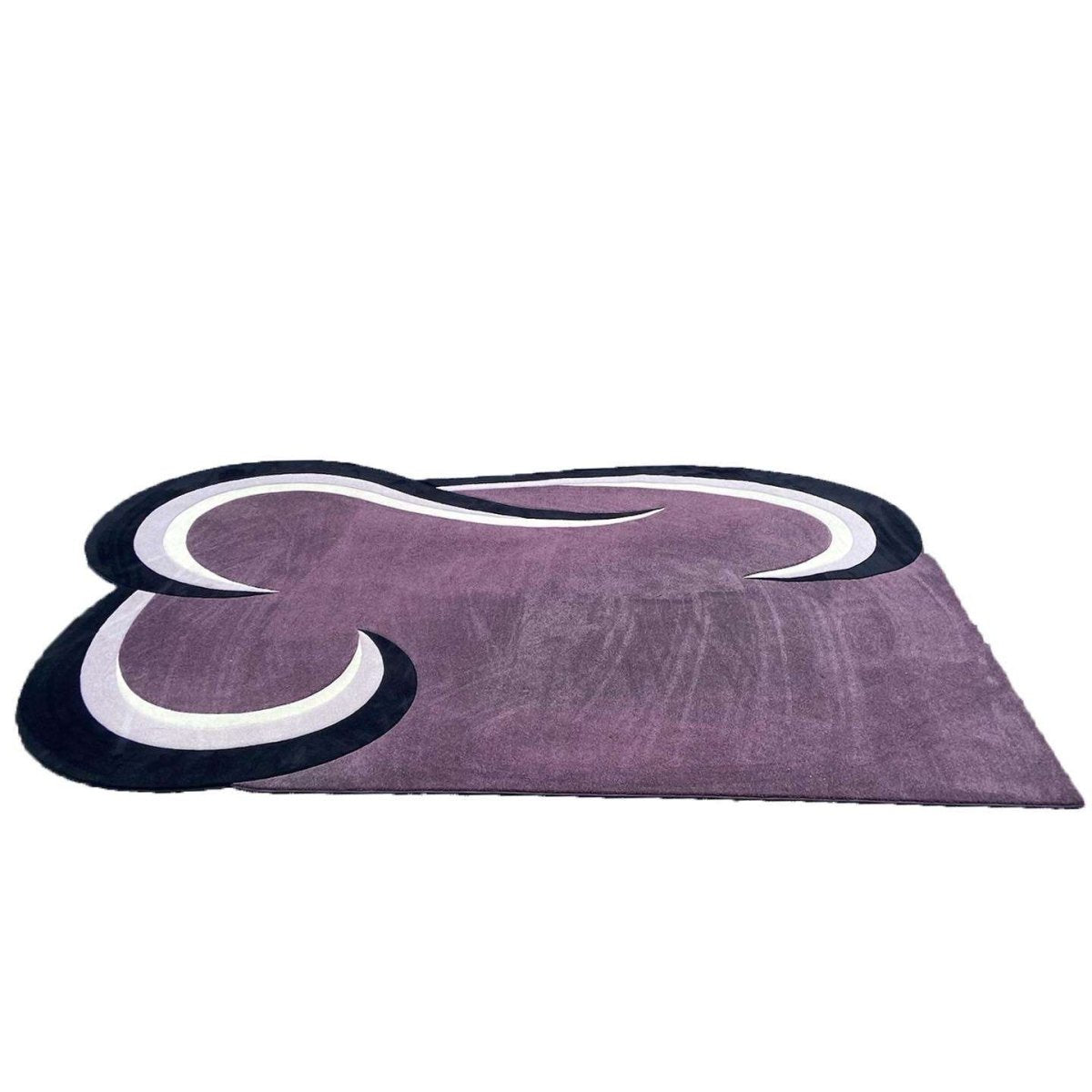 Postmodern Purple Black and White Sculpted Area Rug - Dolphin & Flamingo