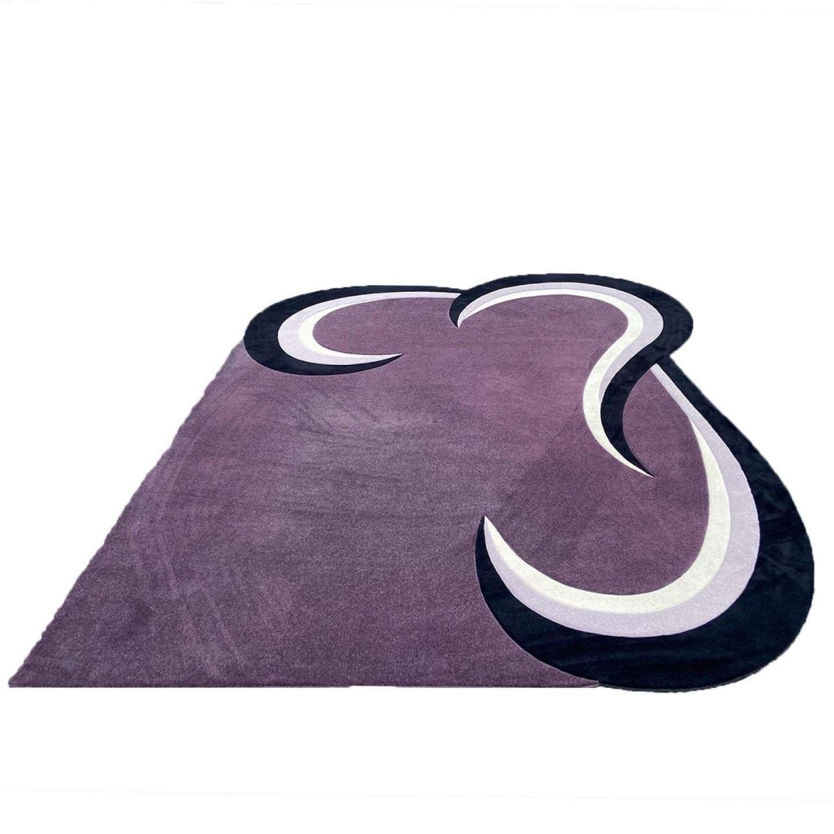 Postmodern Purple Black and White Sculpted Area Rug - Dolphin & Flamingo