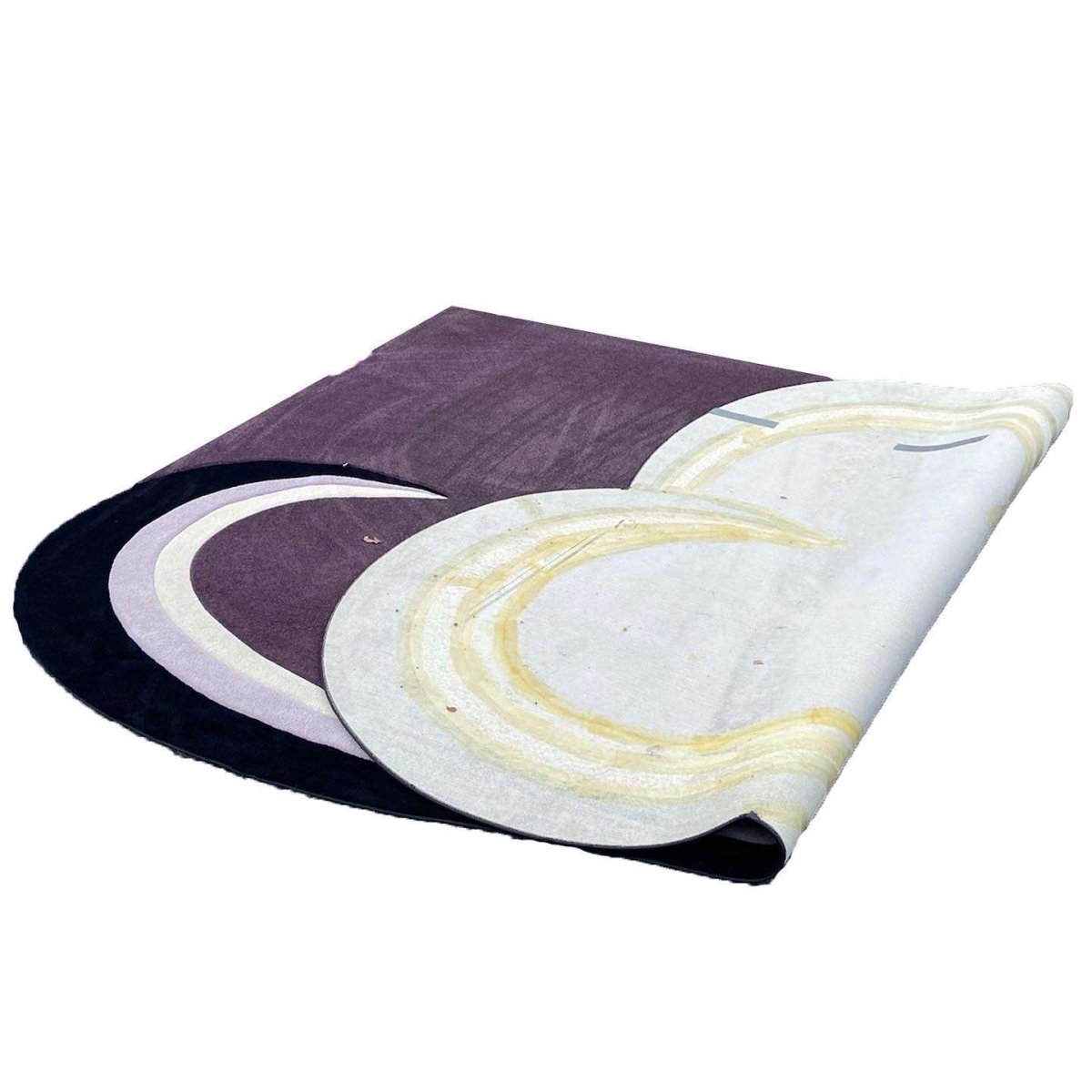 Postmodern Purple Black and White Sculpted Area Rug - Dolphin & Flamingo