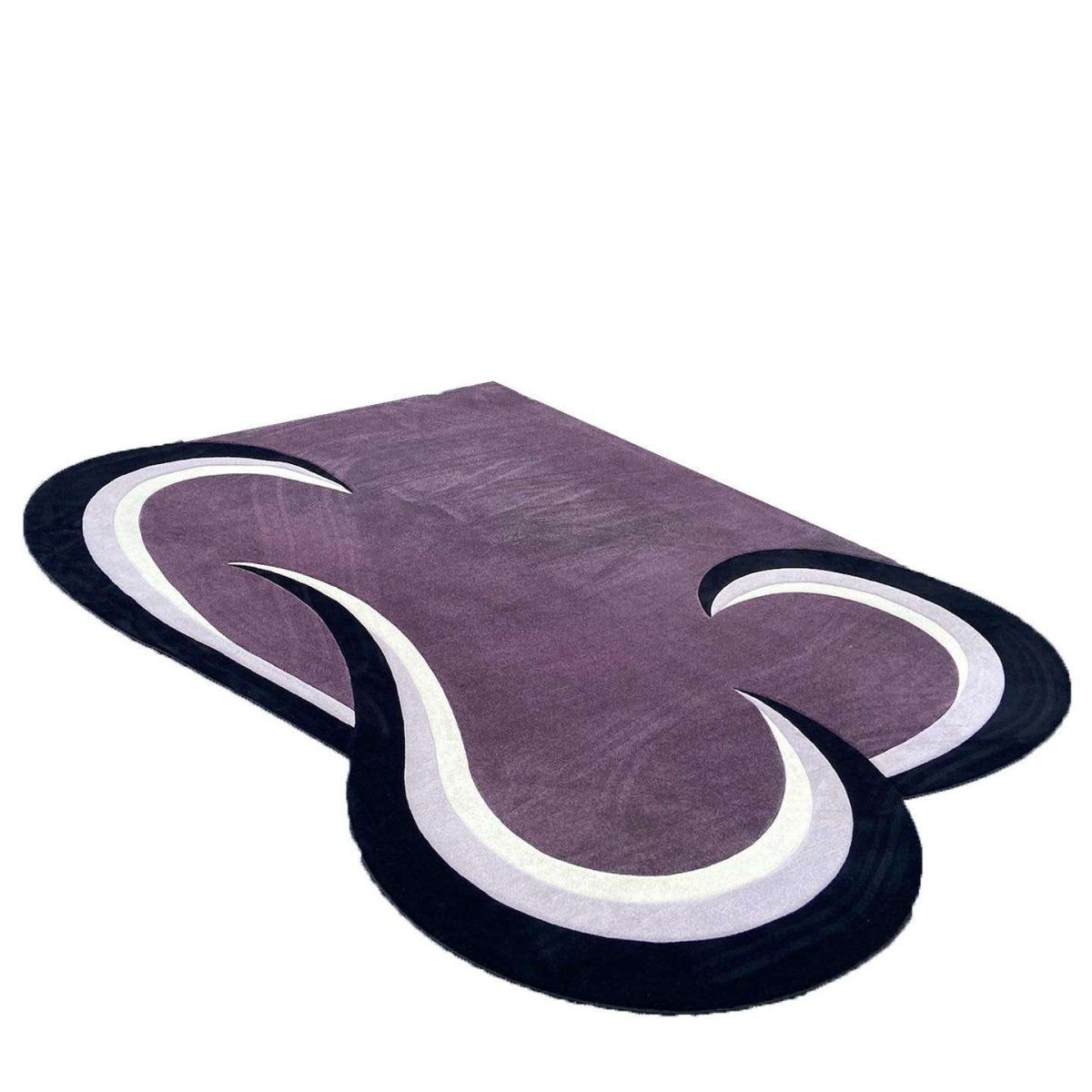 Postmodern Purple Black and White Sculpted Area Rug - Dolphin & Flamingo