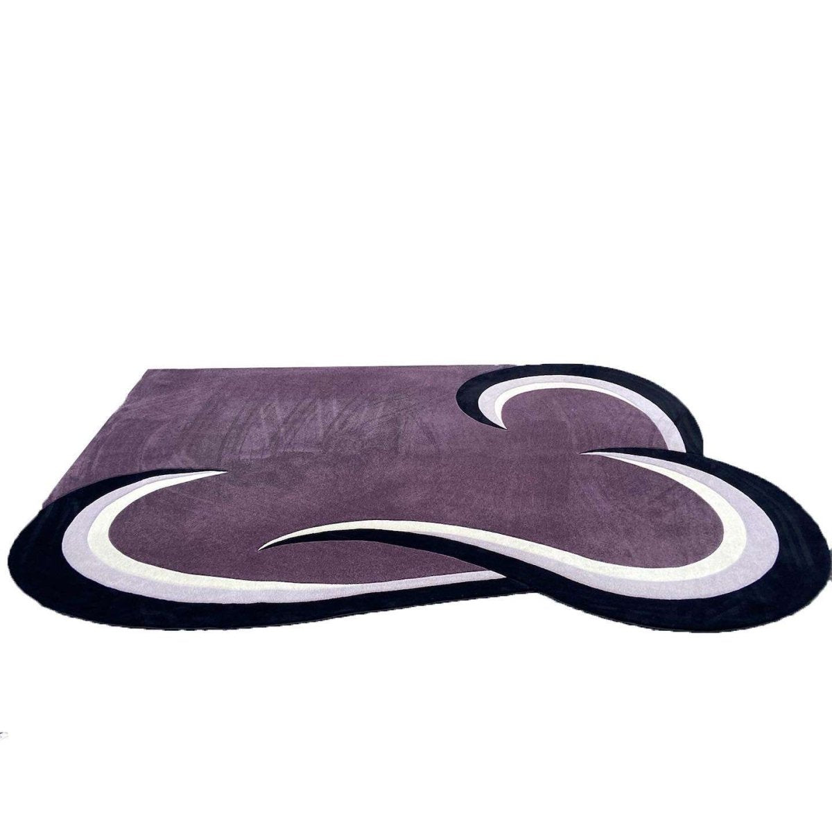 Postmodern Purple Black and White Sculpted Area Rug - Dolphin & Flamingo