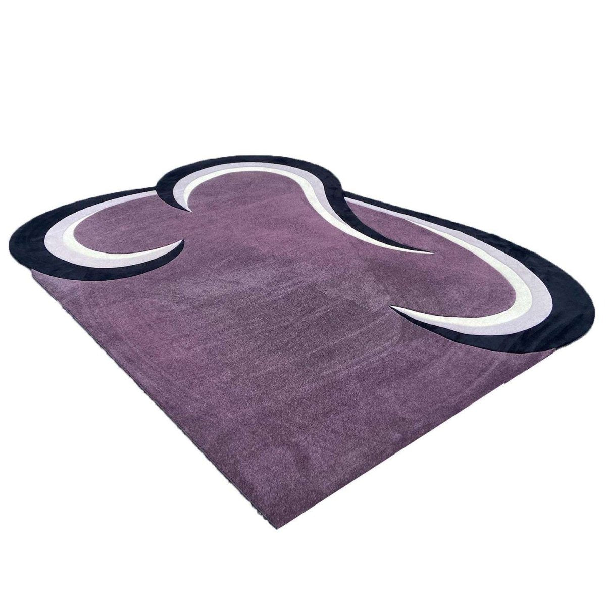 Postmodern Purple Black and White Sculpted Area Rug - Dolphin & Flamingo