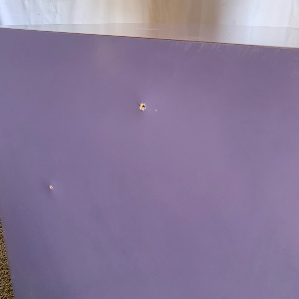 Postmodern Purple Glass Laminate Chests of Drawers/Commodes With Chrome Base - A Pair - Dolphin & Flamingo