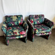 Postmodern Purple Green and Pink Arm Chairs - a Pair - Dolphin & Flamingo