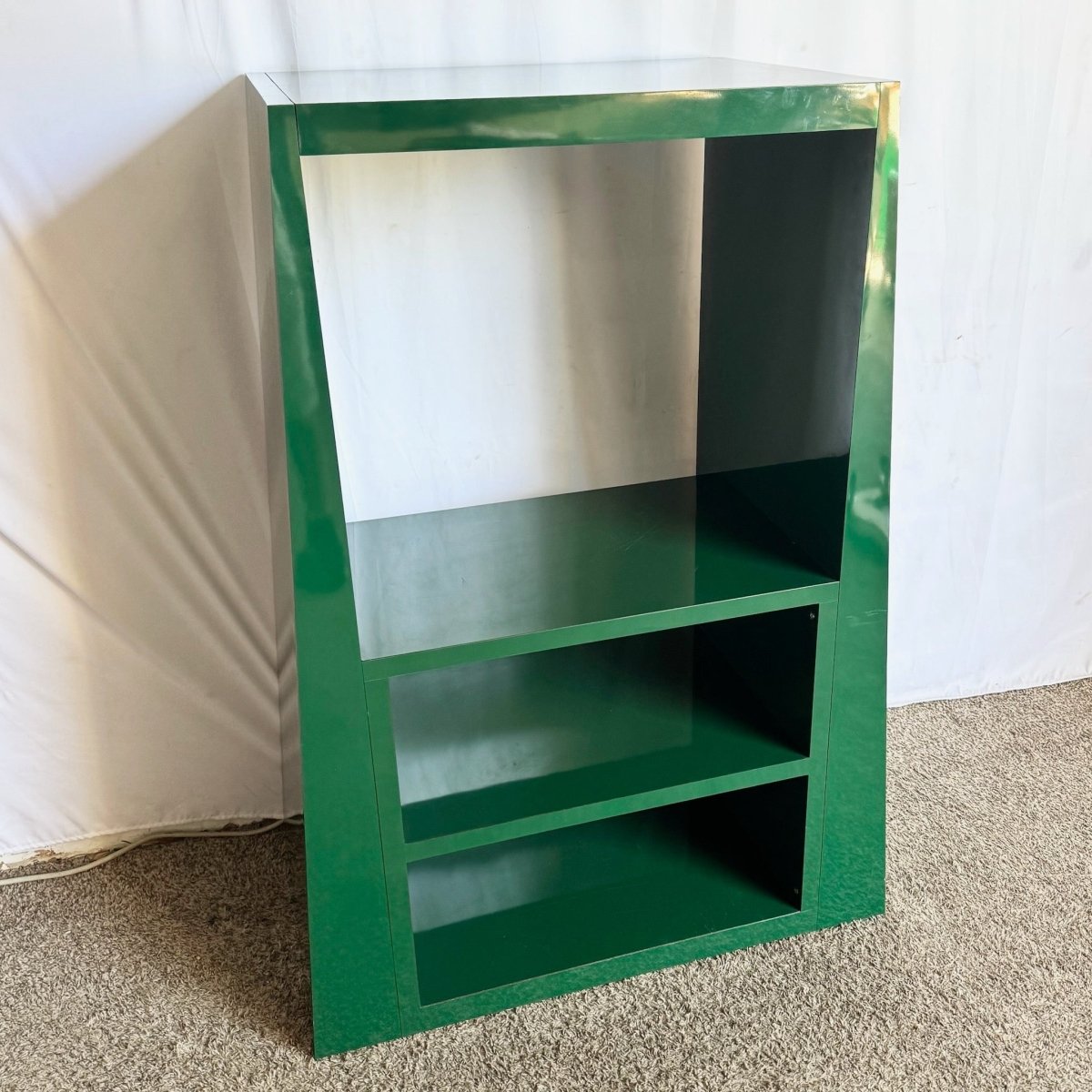 Postmodern Sculpted Green Lacquer Laminate Etagere - Dolphin & Flamingo