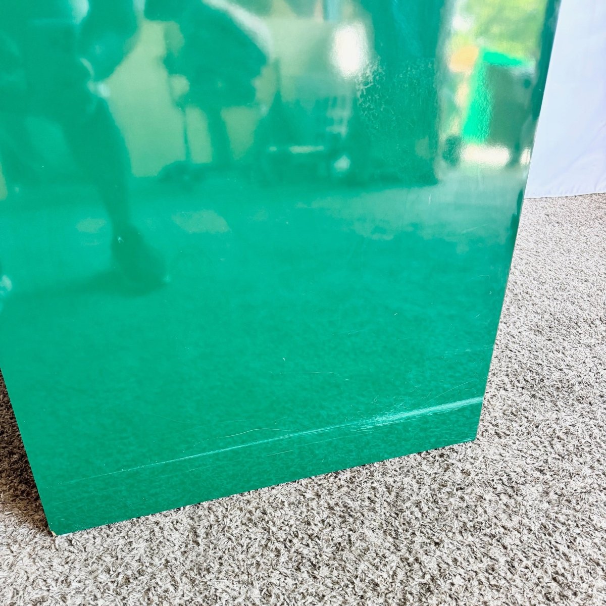 Postmodern Sculpted Green Lacquer Laminate Etagere - Dolphin & Flamingo