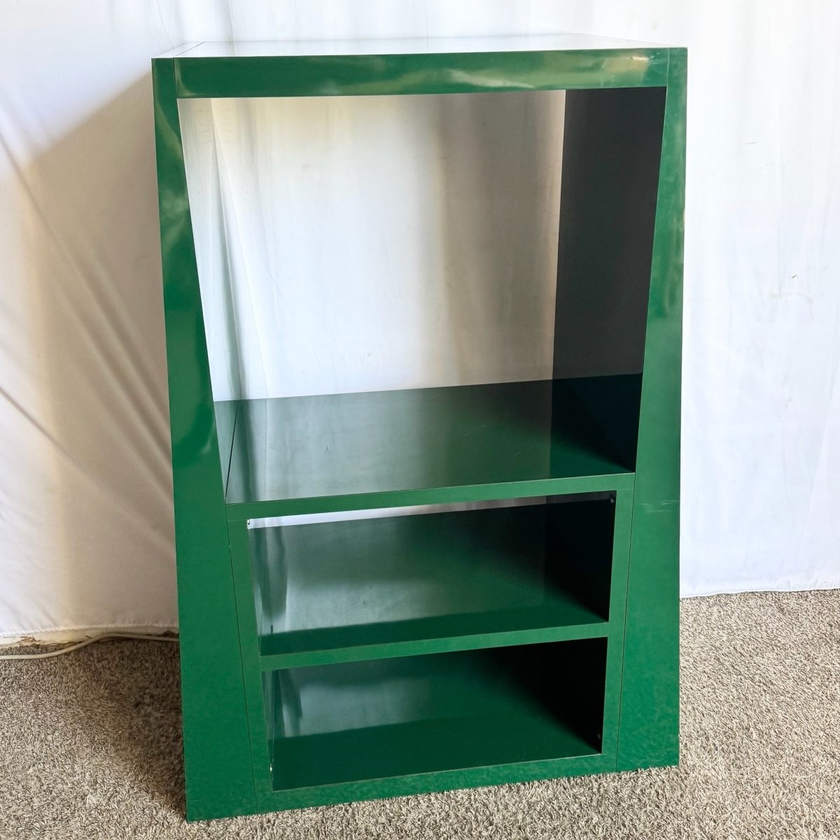Postmodern Sculpted Green Lacquer Laminate Etagere - Dolphin & Flamingo