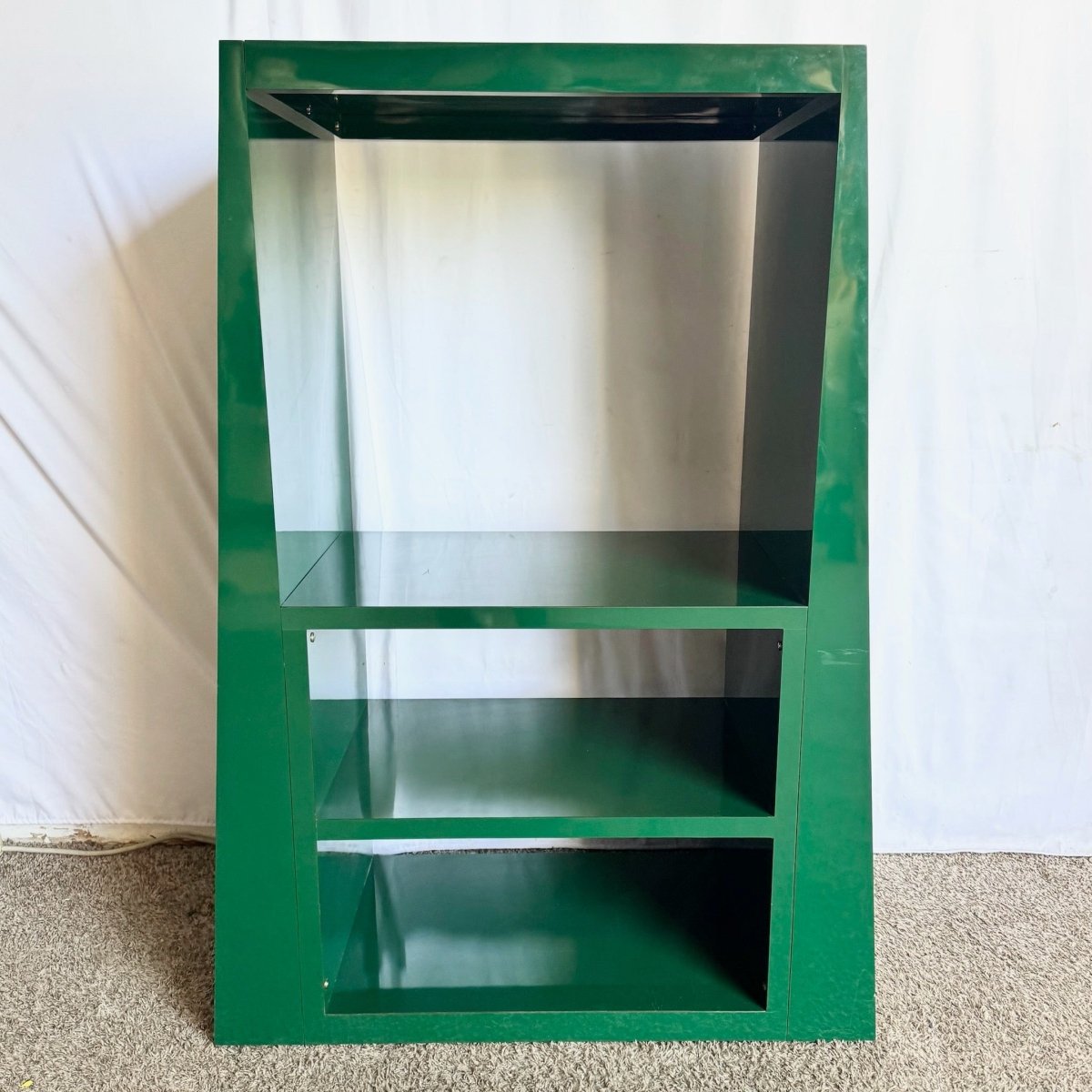 Postmodern Sculpted Green Lacquer Laminate Etagere - Dolphin & Flamingo