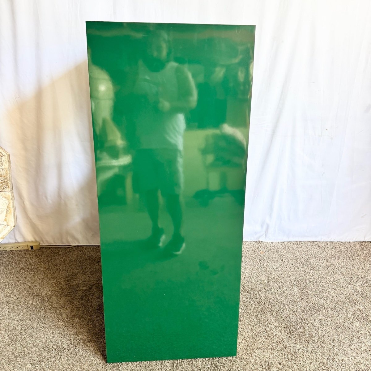 Postmodern Sculpted Green Lacquer Laminate Etagere - Dolphin & Flamingo