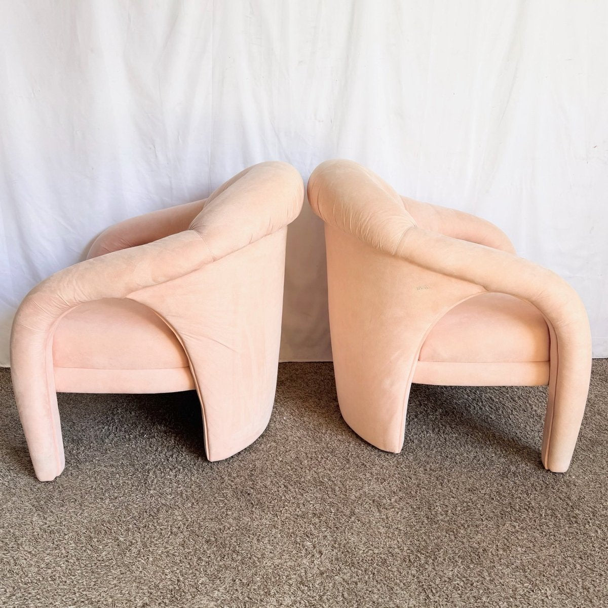 Postmodern Sculpted Pink Lounge Chairs - A Pair - Dolphin & Flamingo