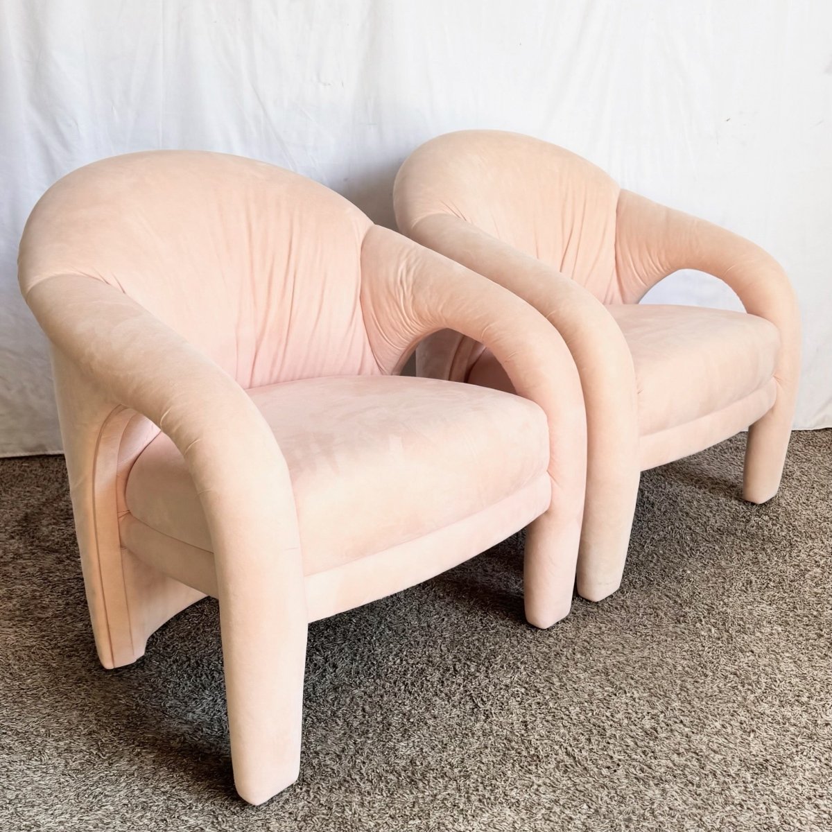 Postmodern Sculpted Pink Lounge Chairs - A Pair - Dolphin & Flamingo