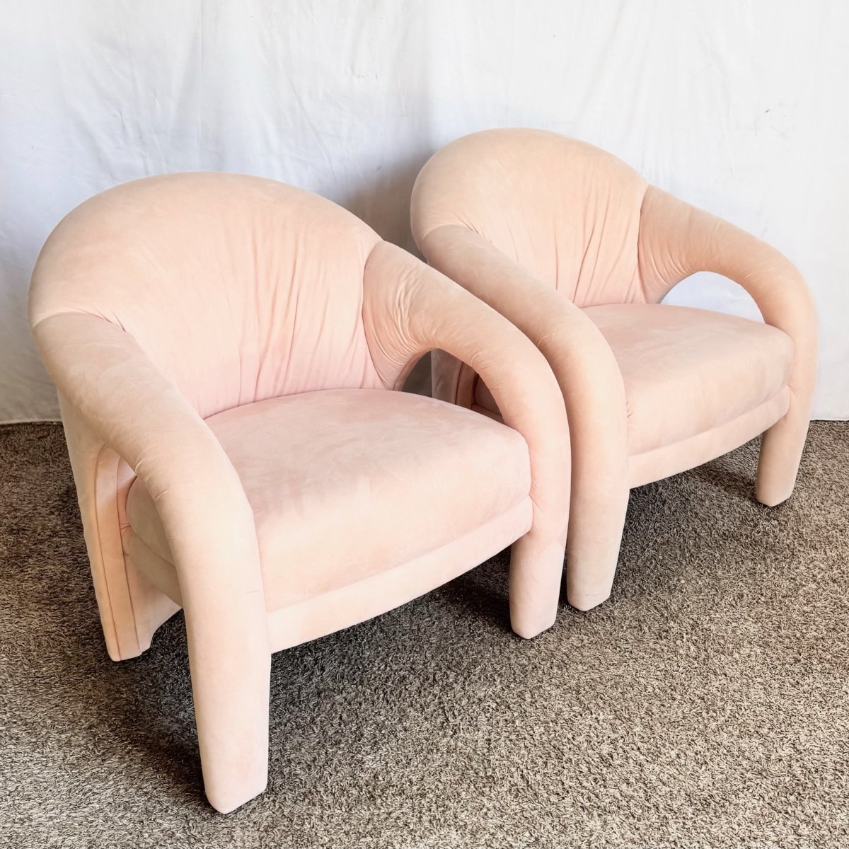 Postmodern Sculpted Pink Lounge Chairs - A Pair - Dolphin & Flamingo