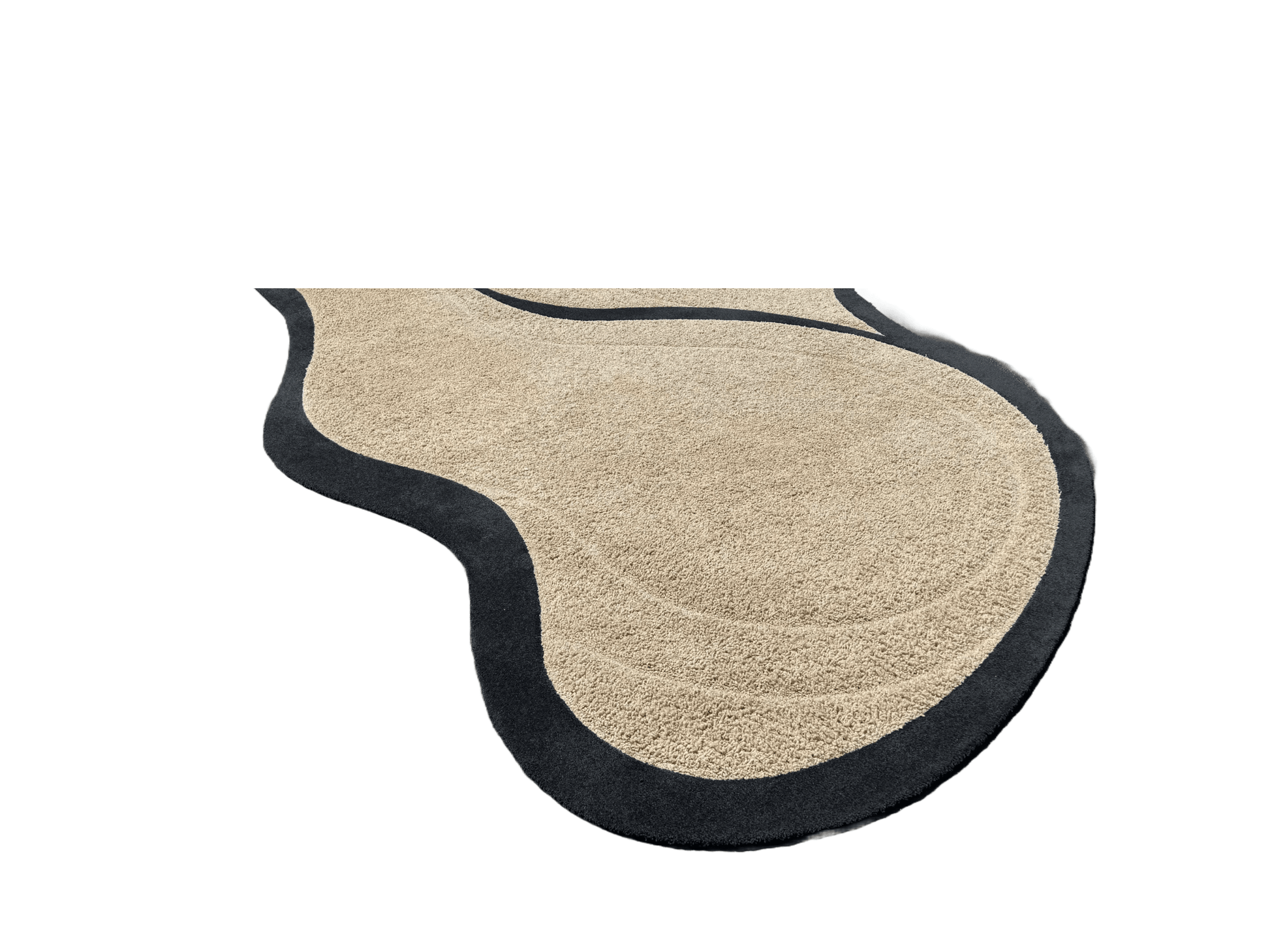 Postmodern Sculpted Tan and Black Area Rug/Carpet - Dolphin & Flamingo