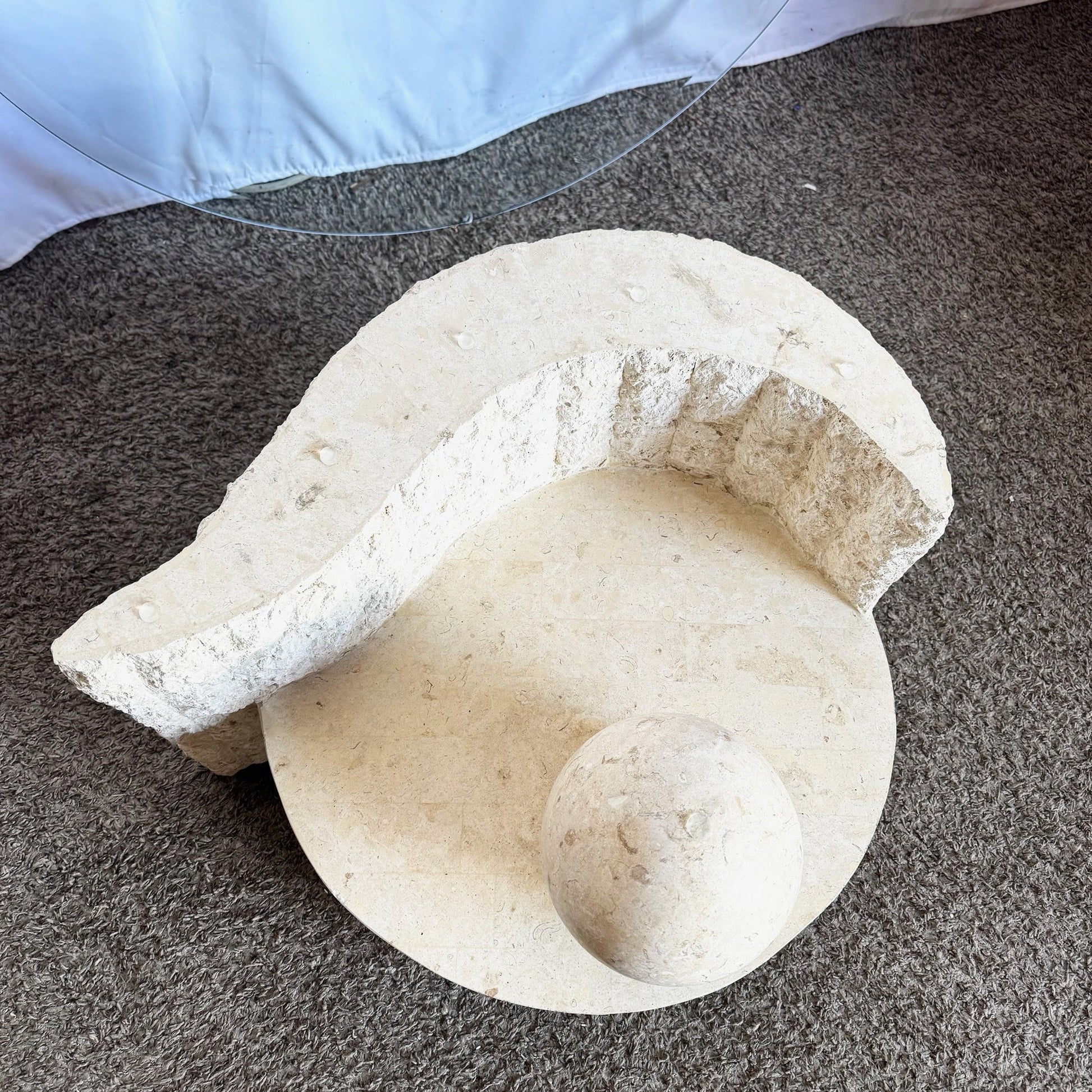 Postmodern Sculpted Tessellated Stone Coffee Table - Dolphin & Flamingo