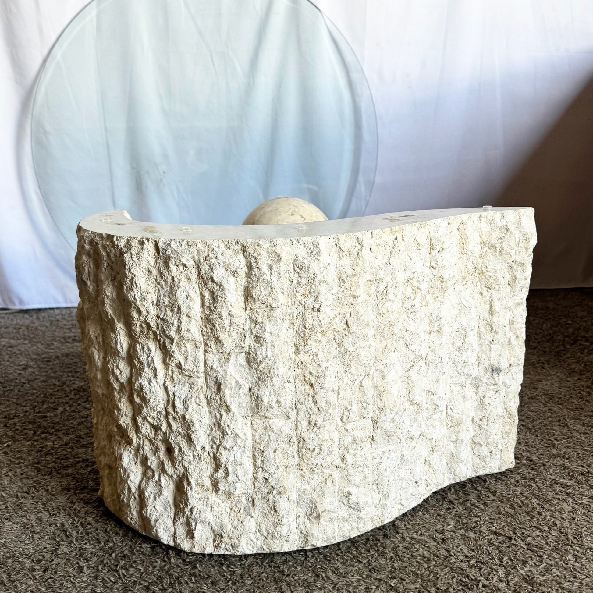 Postmodern Sculpted Tessellated Stone Coffee Table - Dolphin & Flamingo