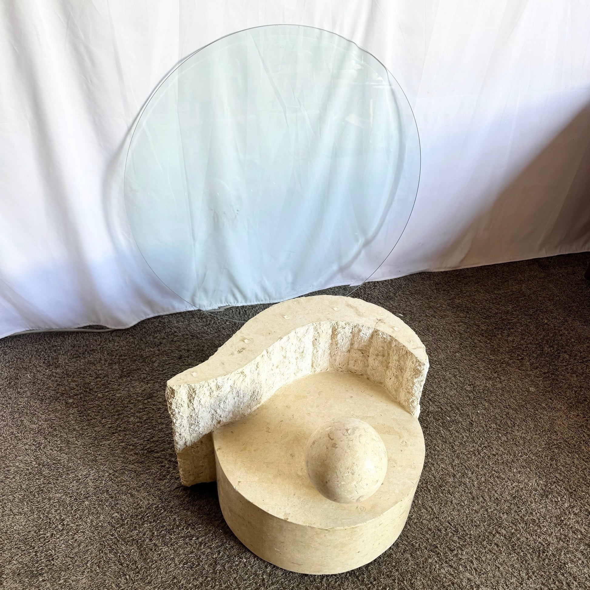 Postmodern Sculpted Tessellated Stone Coffee Table - Dolphin & Flamingo