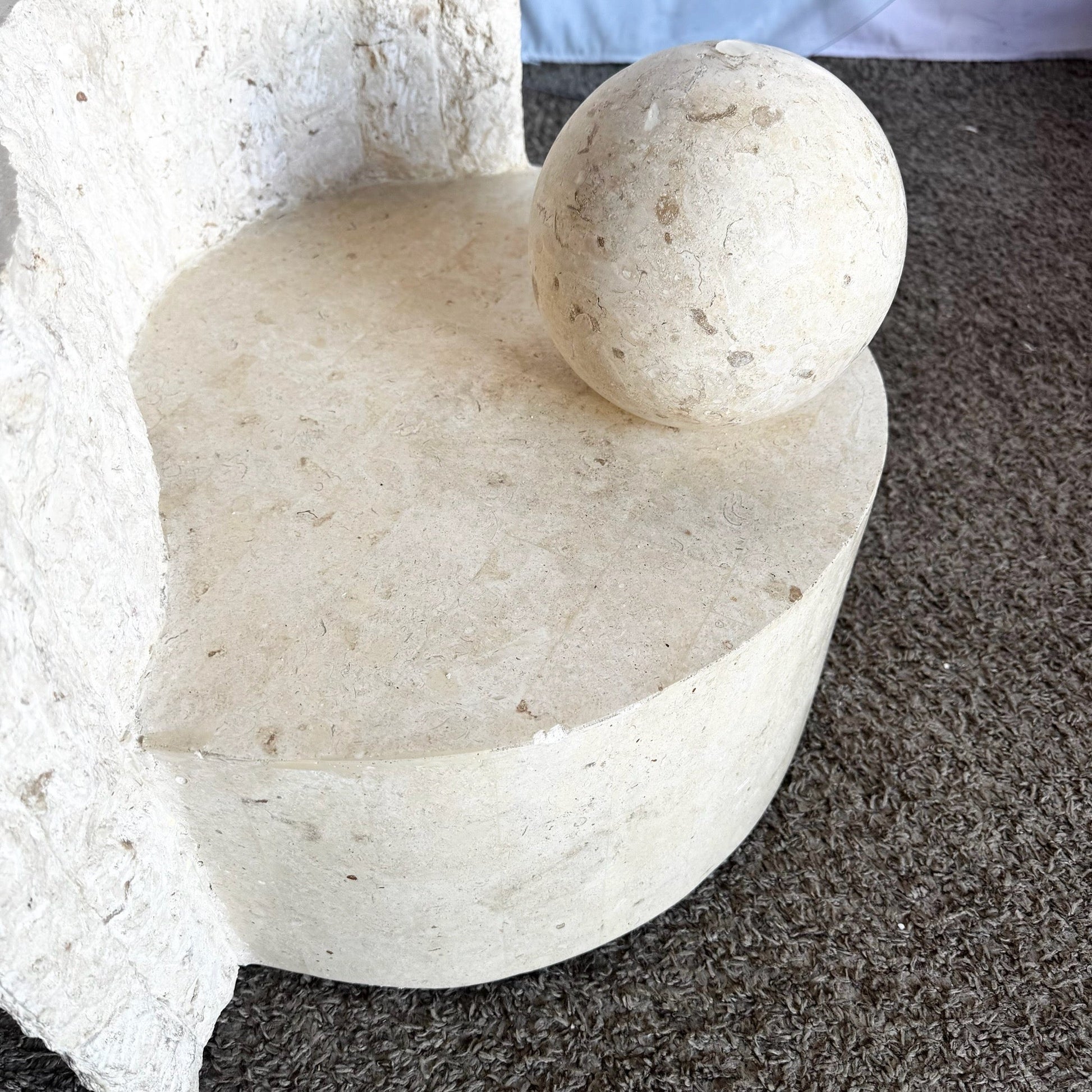 Postmodern Sculpted Tessellated Stone Coffee Table - Dolphin & Flamingo